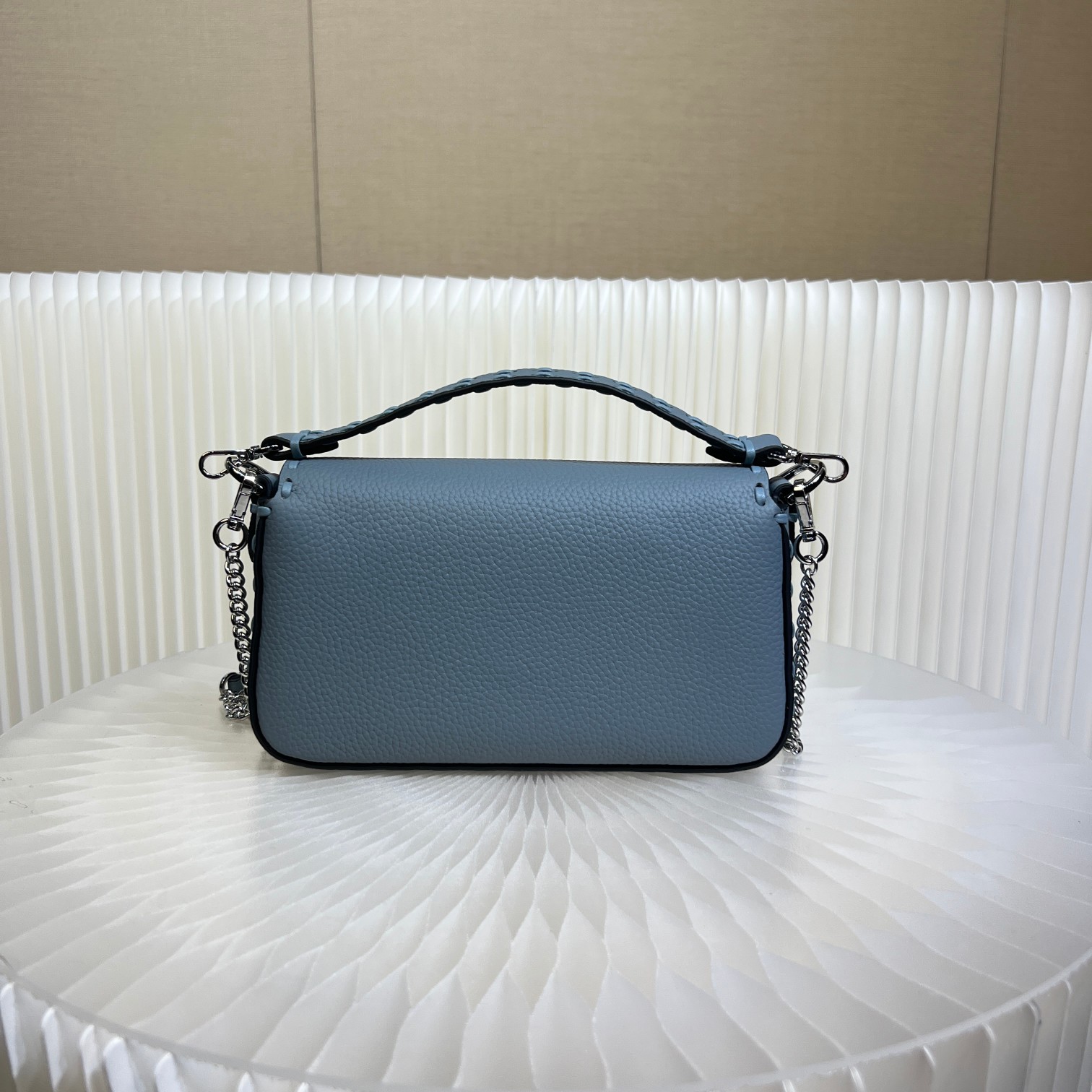 Fendi Baguette Mini Handbag in Blue Cuoio Romano Leather with FF Clasp 4 a1719556726509 4387