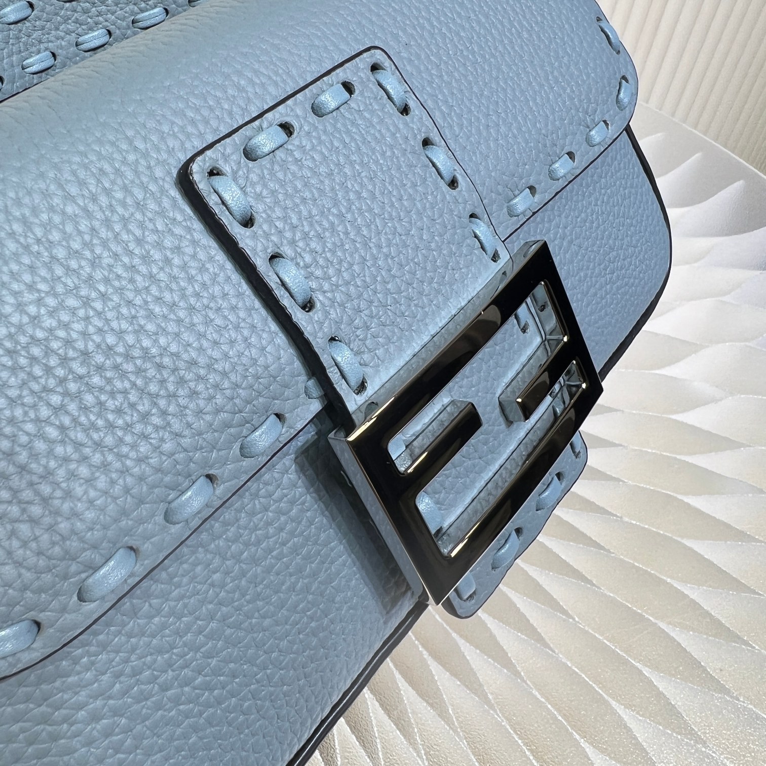 Fendi Baguette Mini Handbag in Blue Cuoio Romano Leather with FF Clasp 5 a1719556726620 6477