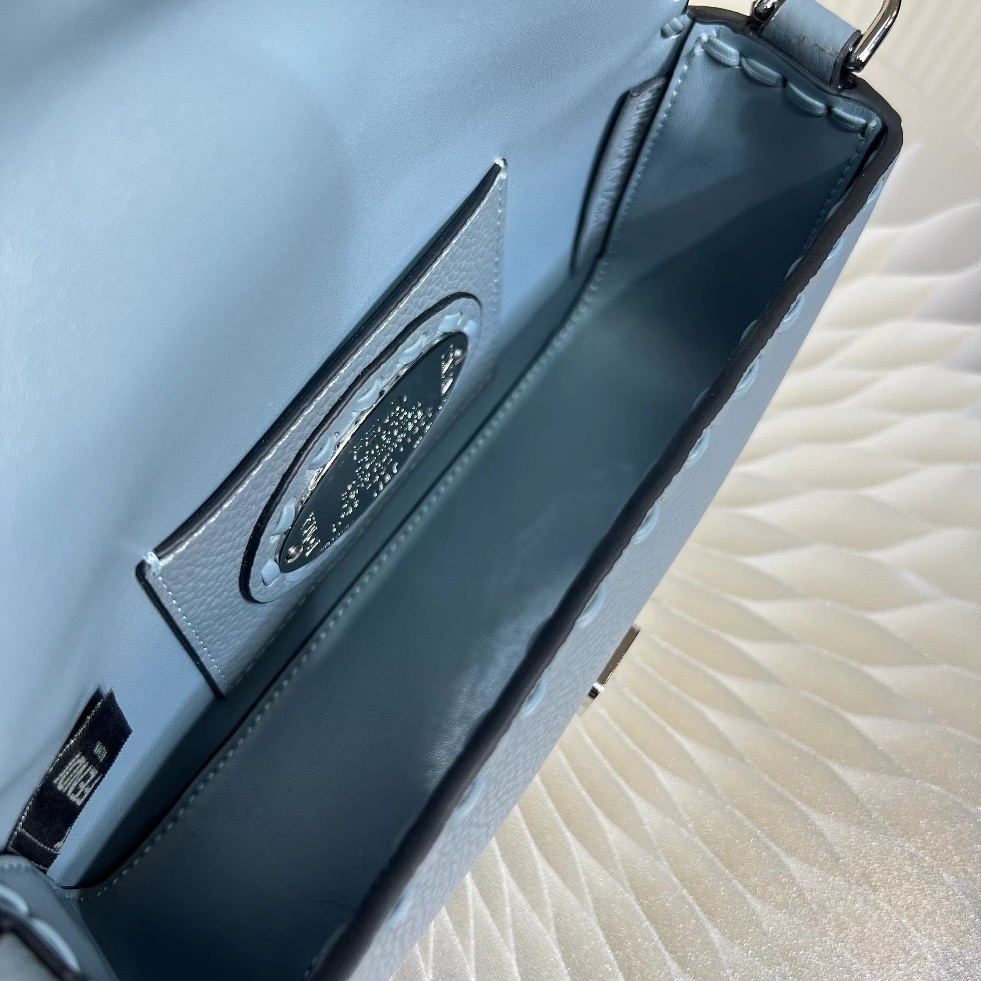 Fendi Baguette Mini Handbag in Blue Cuoio Romano Leather with FF Clasp 8 a1719556727314 1343