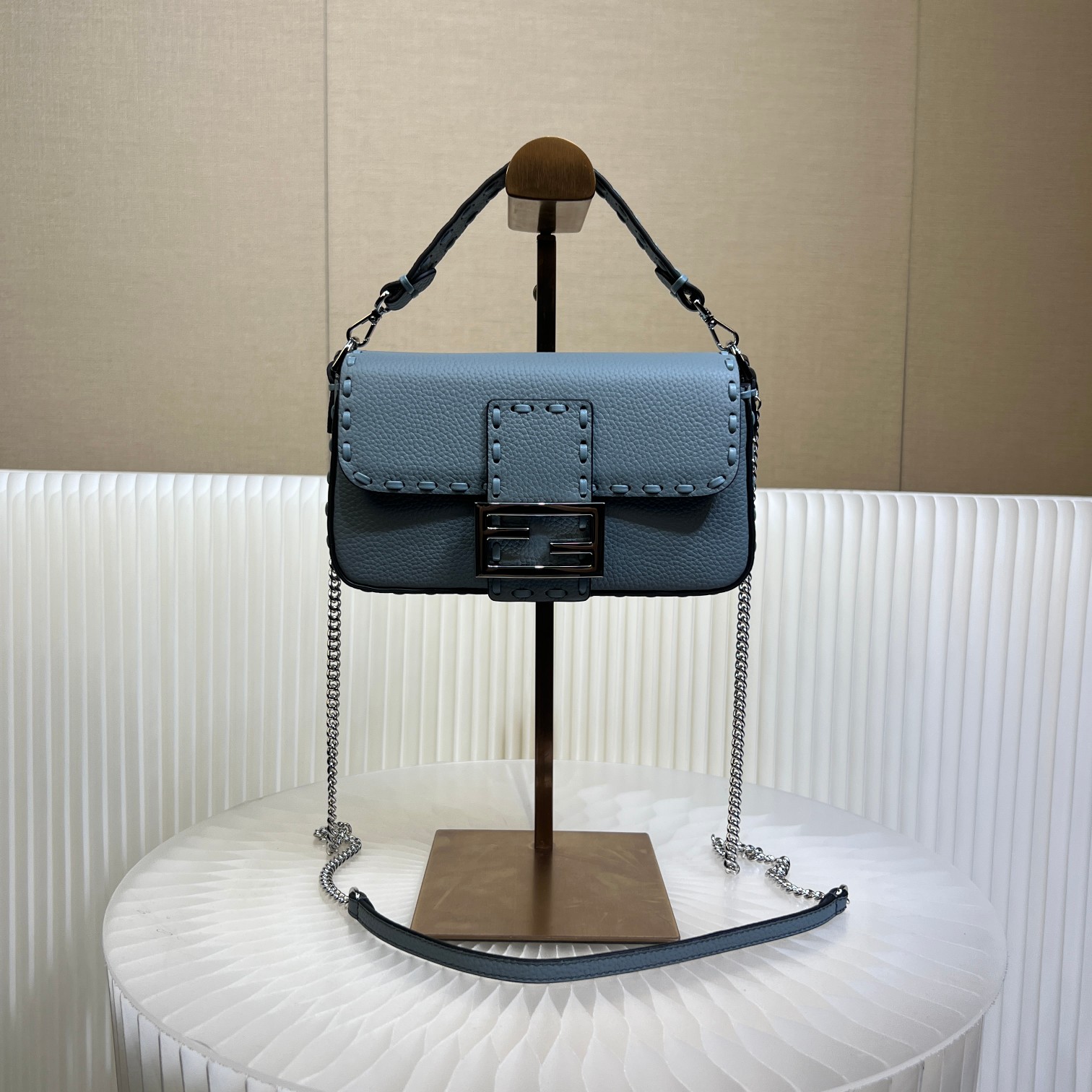 Fendi Baguette Mini Handbag in Blue Cuoio Romano Leather with FF Clasp 10 a1719556727442 6584