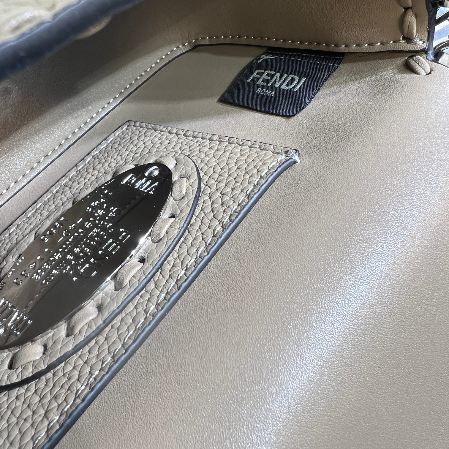 Fendi Baguette Mini Handbag in Gray Cuoio Romano Leather with FF Clasp 9 a1719557042505 4344