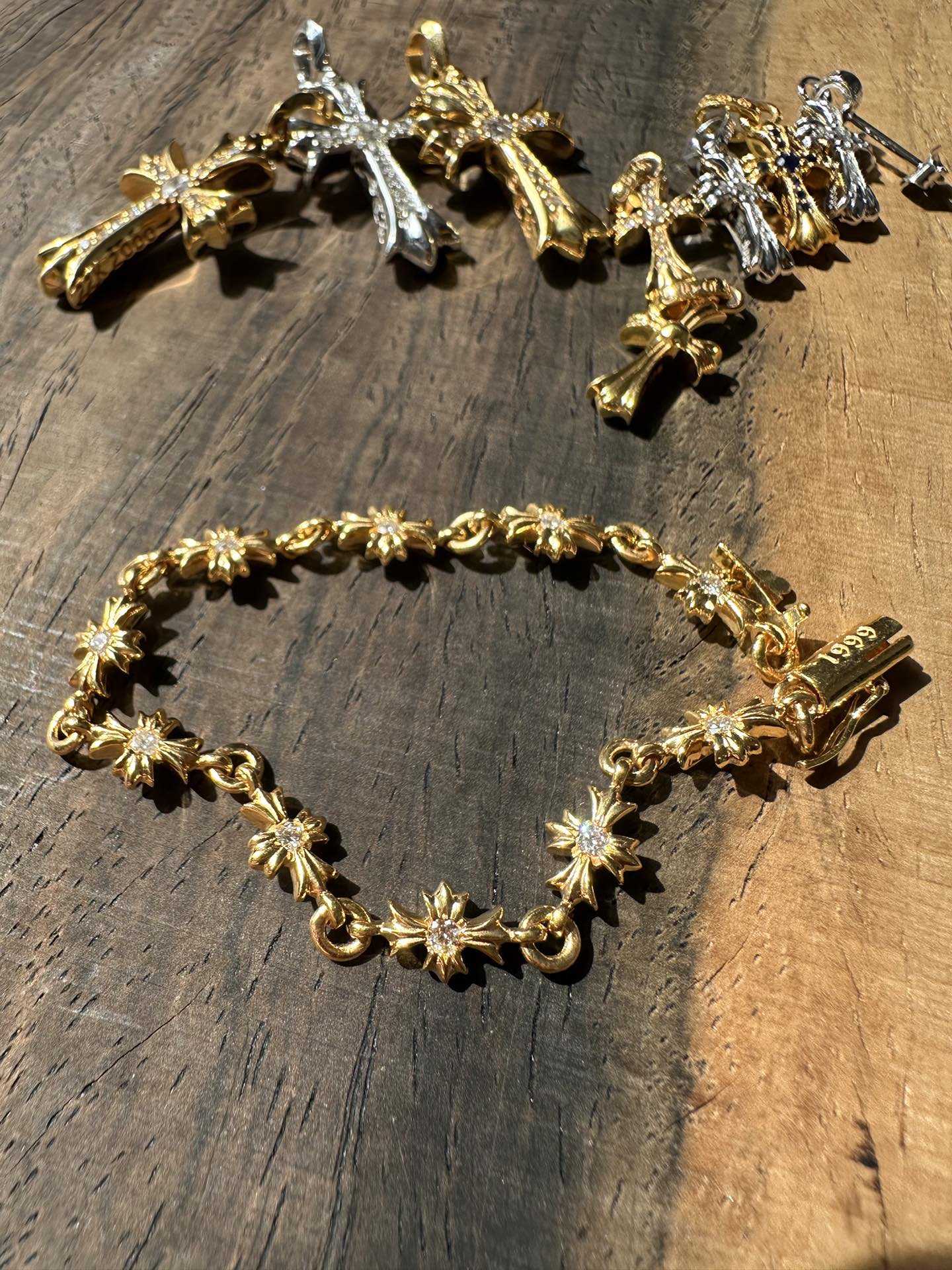 Gold-plated diamond-set custom, 22k real gold custom, bracelet & bangle