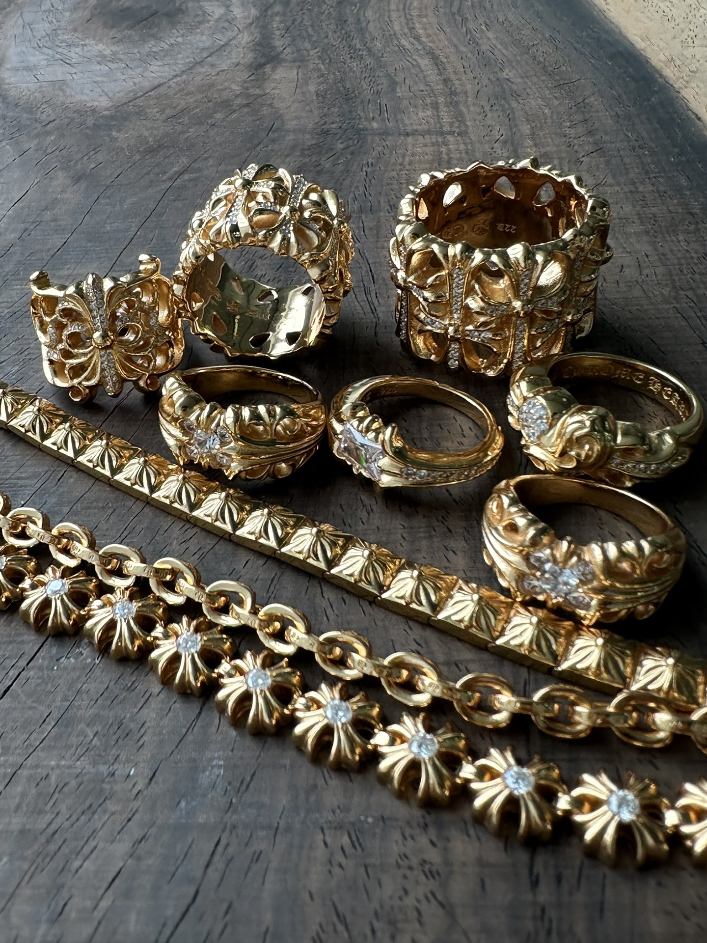 Custom order real shot, gold-plated with diamond setting
