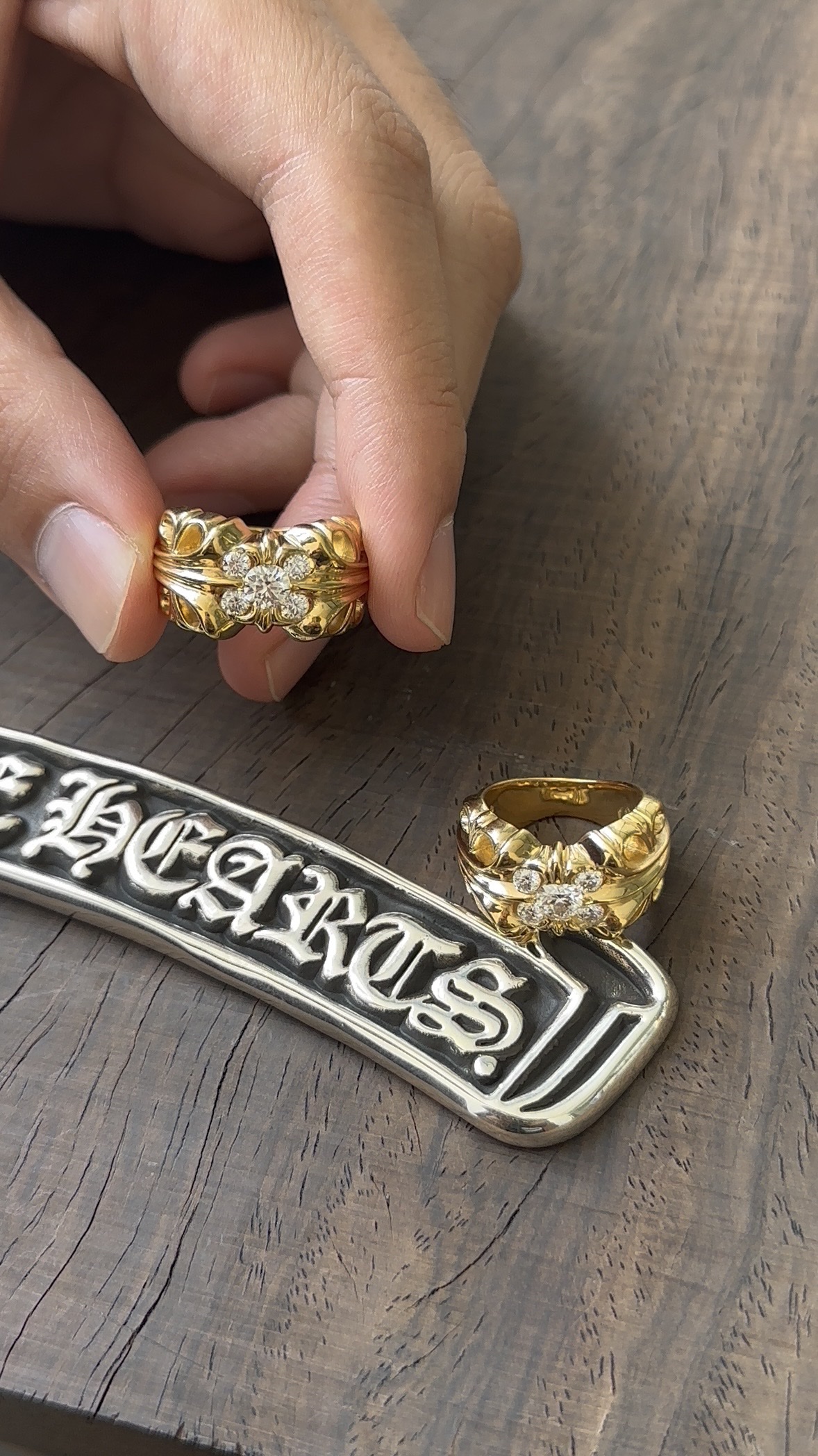 Ring, Gold-Plated Diamond Custom, Custom 22k Solid Gold