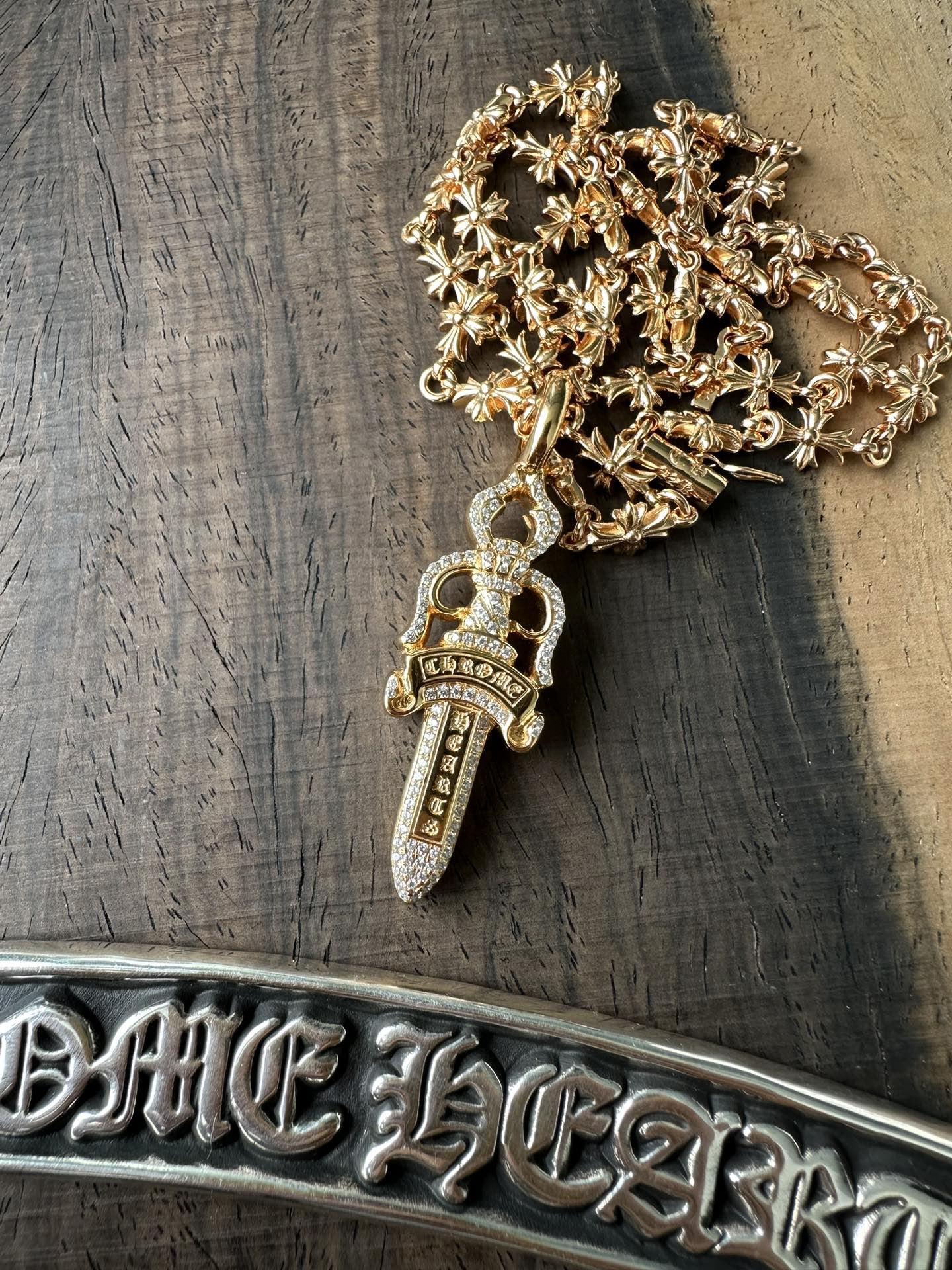 Custom Gold-Plated Diamond Setting, Necklace Pendant