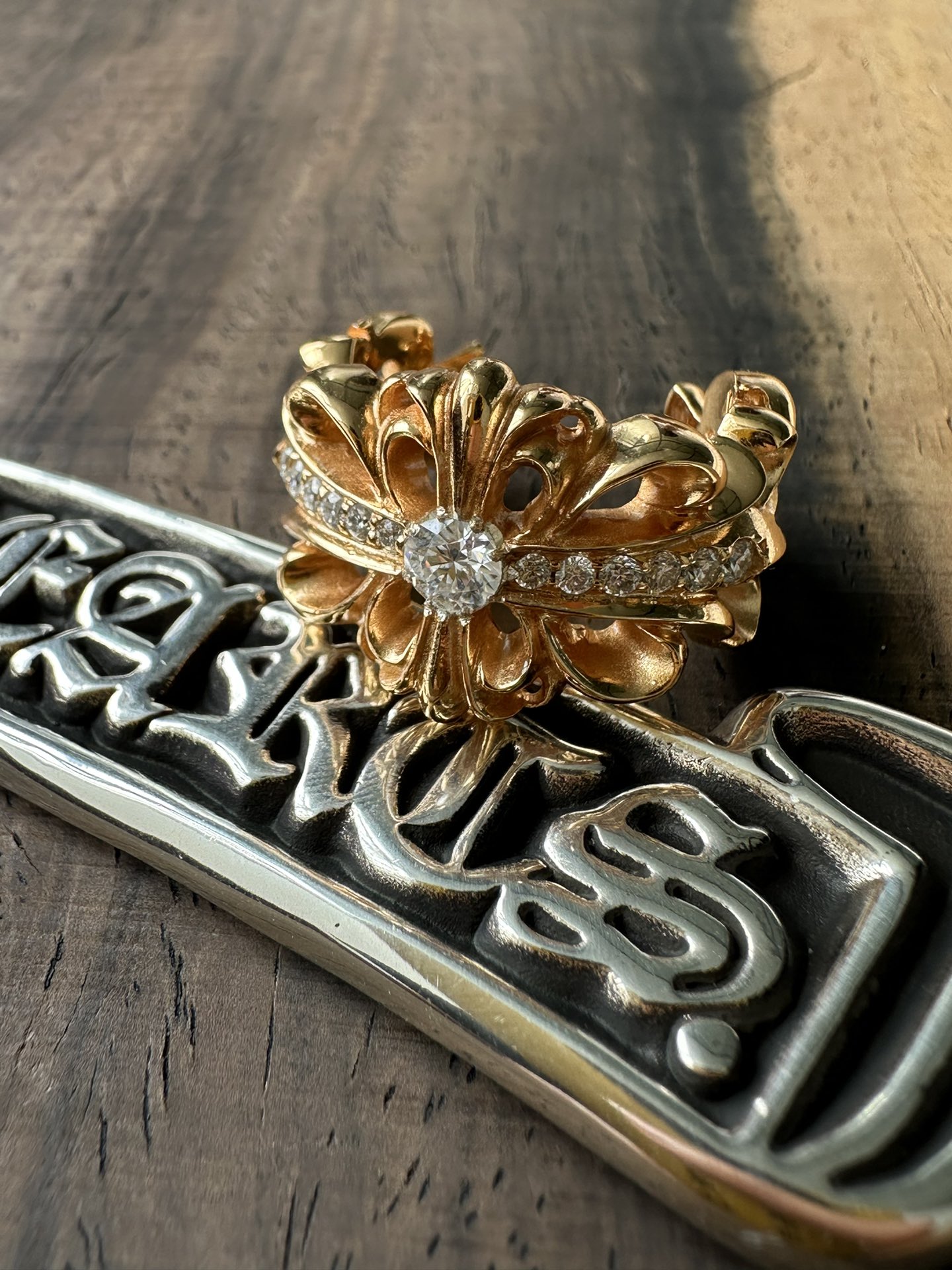 Ring, Custom Gold-Plated Diamond Setting