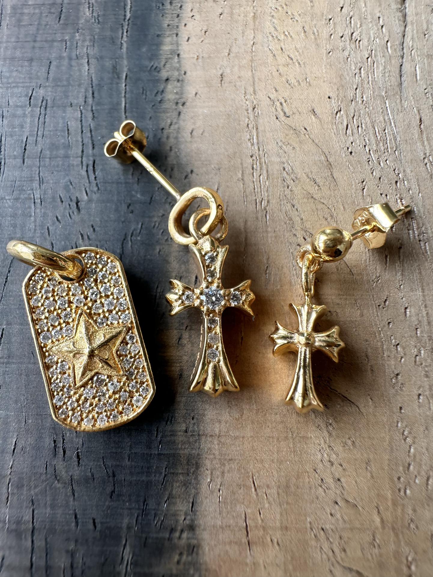 Earrings, Gold-Plated Diamond Custom