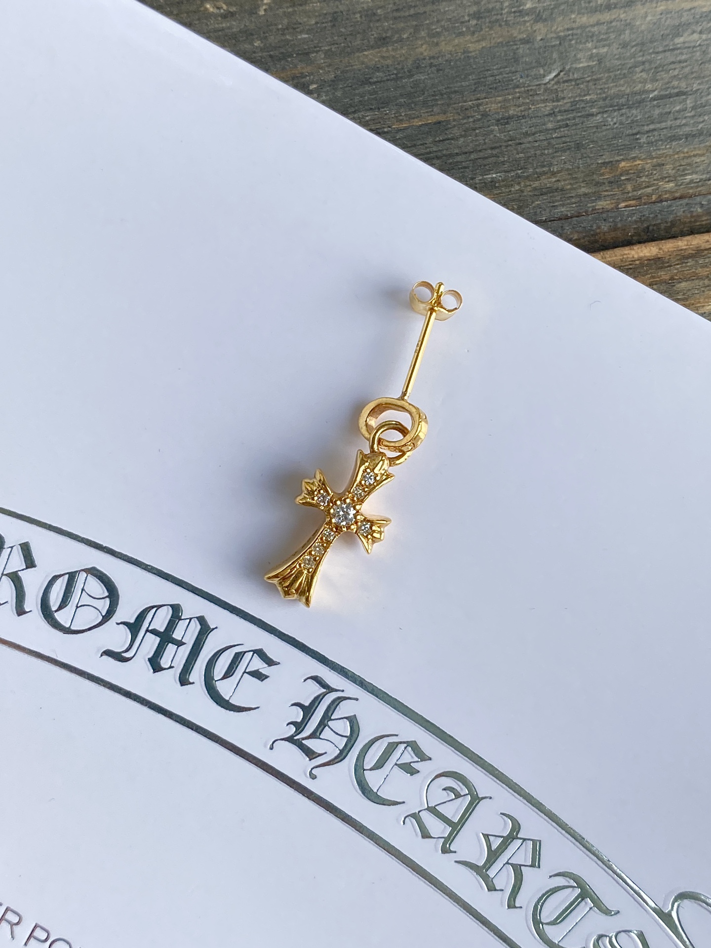 Earrings, gold-plated with custom diamond setting, 22k real gold customization