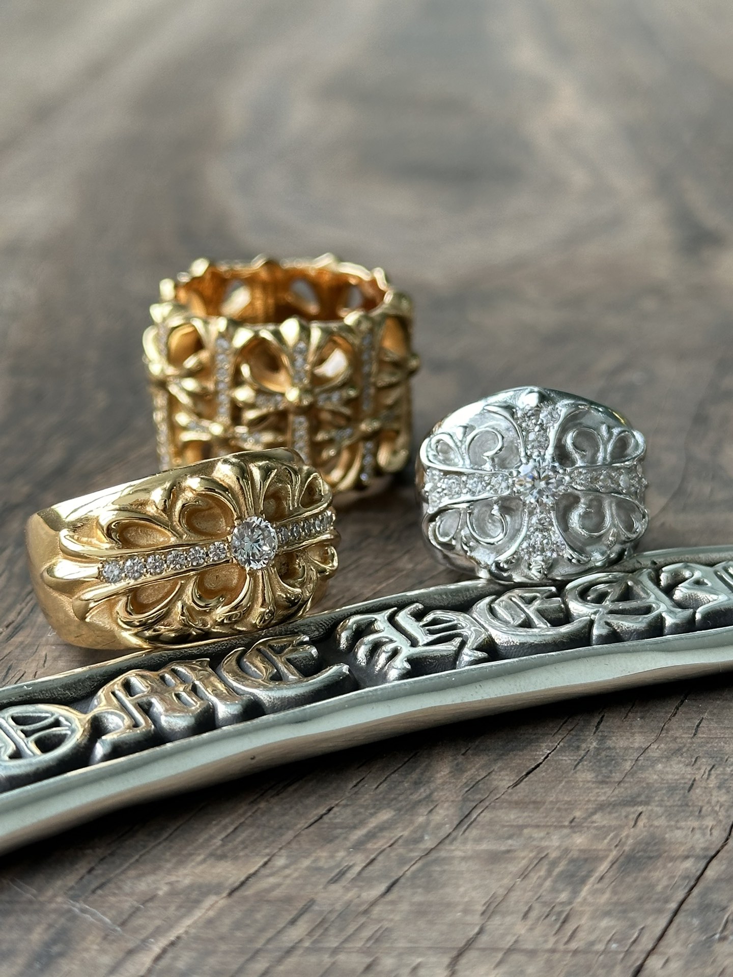 Custom order real shot: Ring, gold-plated diamond-set customization