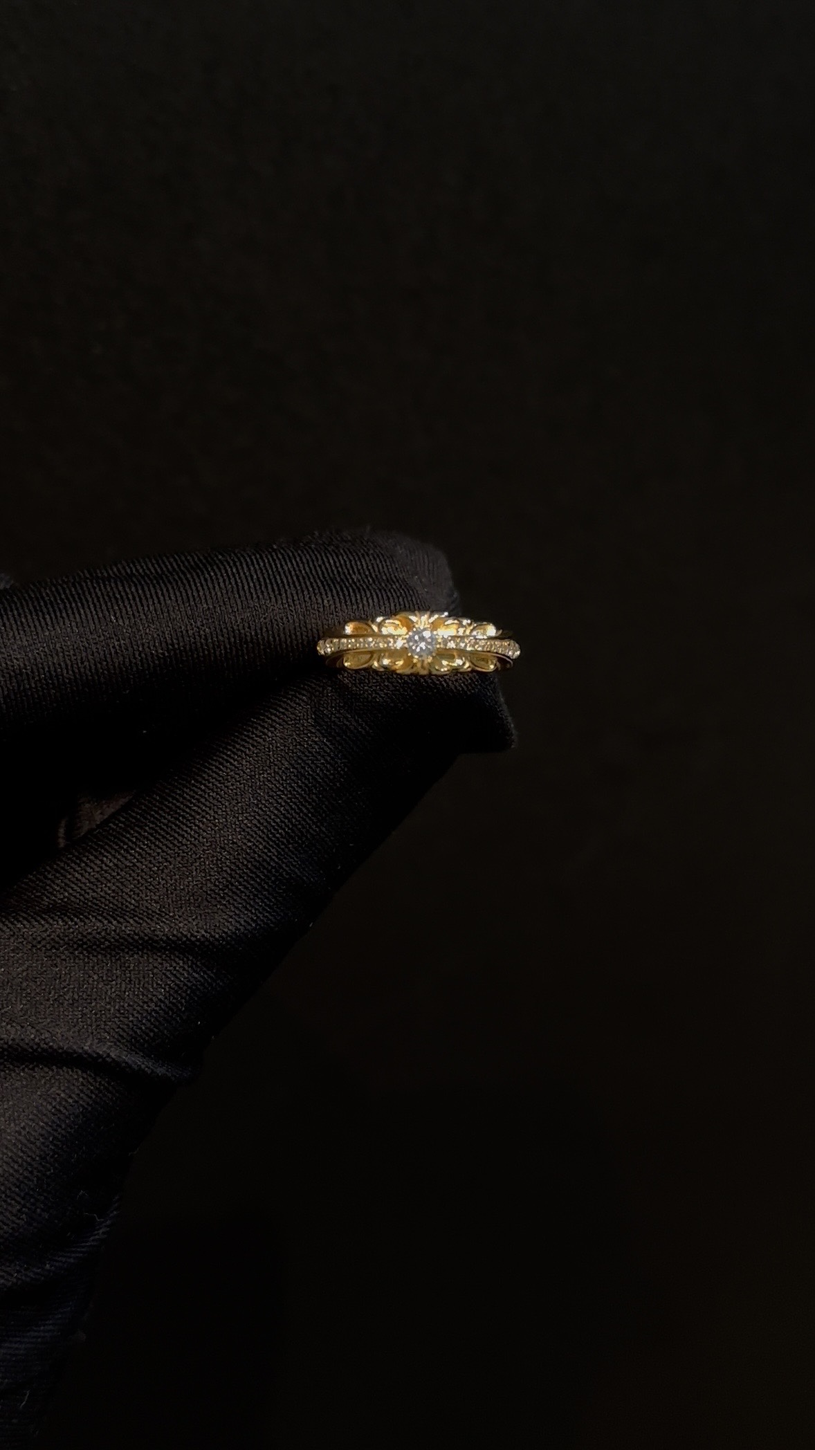 Ring, Custom Gold-Plated Diamond Setting
