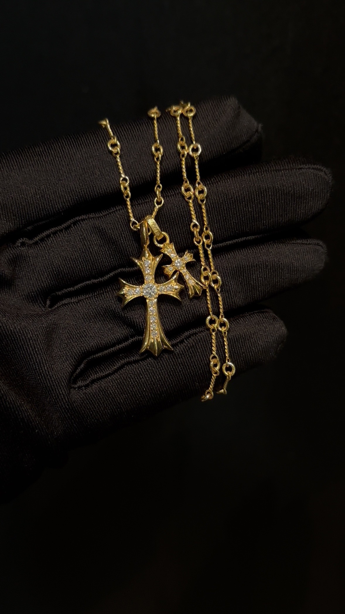 Gold-plated diamond-set customization, 22k real gold customization, necklace pendant