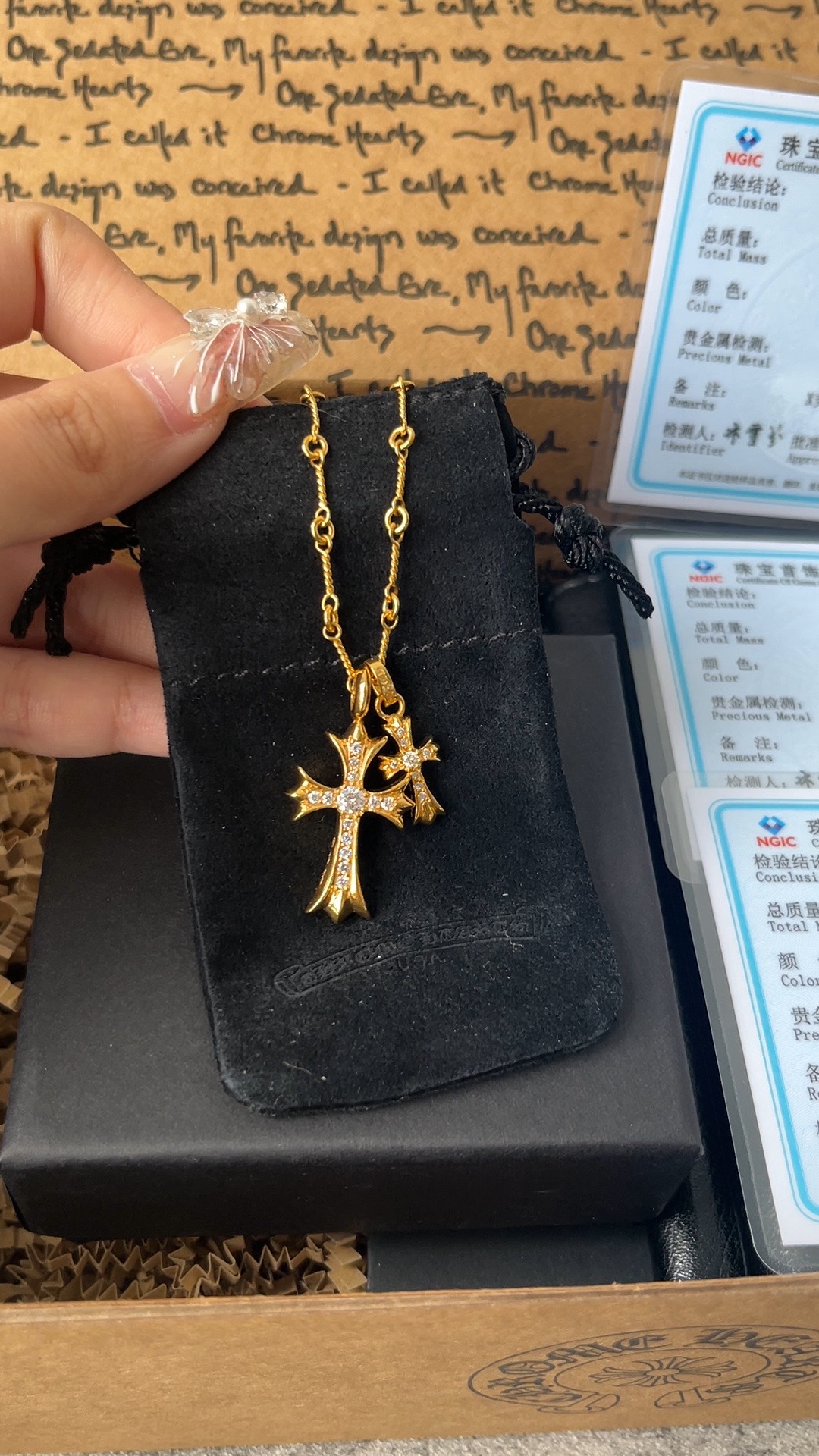 Custom Gold-Plated Diamond Setting, Necklace Pendant