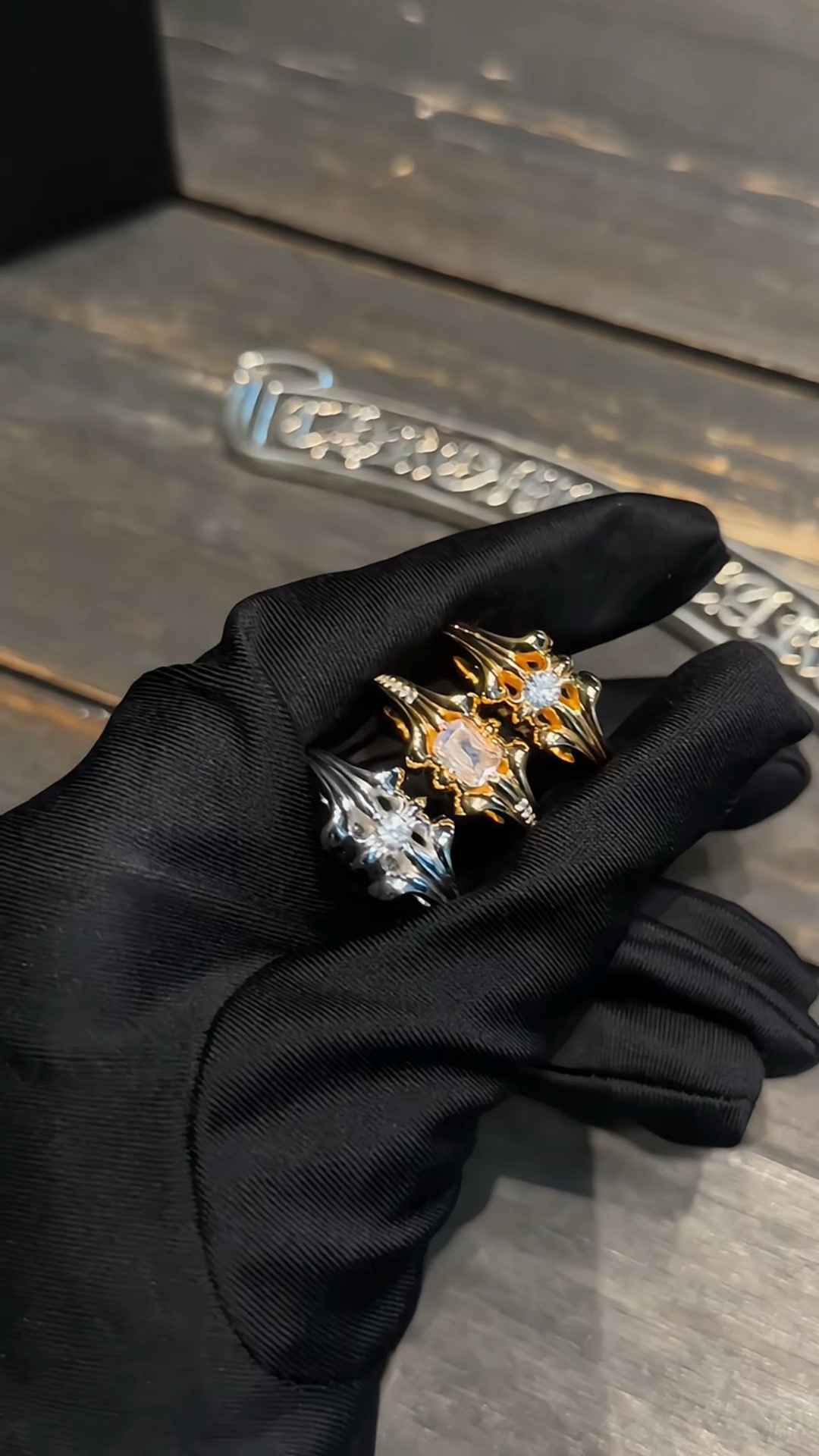 Ring, Custom Gold-Plated Diamond Setting
