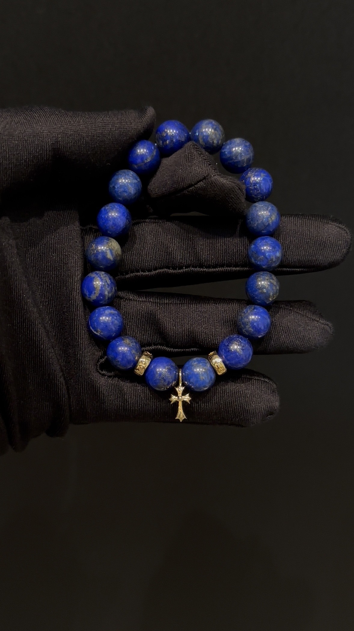 Gold-plated diamond-set custom, silver bead bracelet