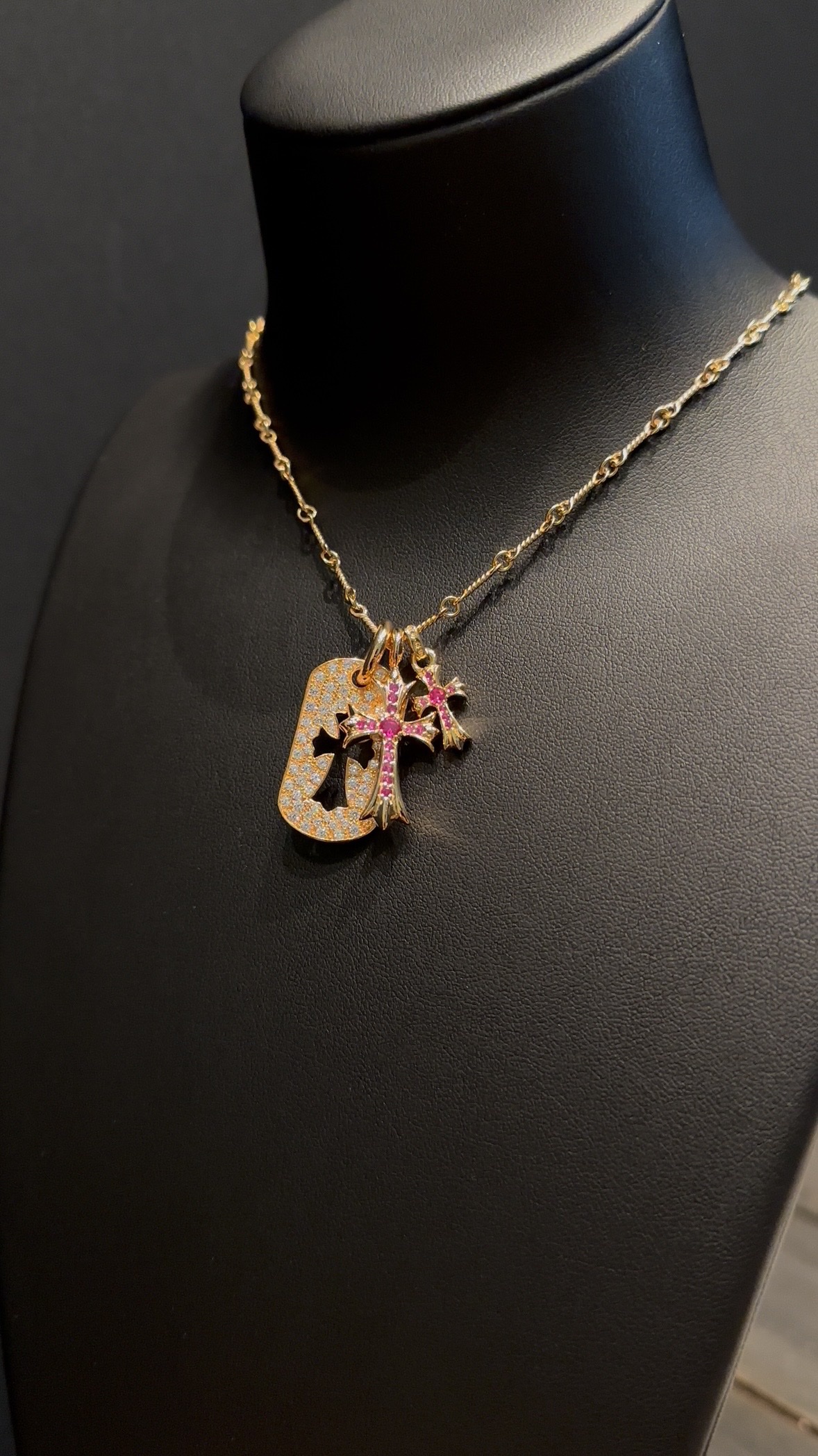 Custom Gold-Plated Diamond Setting, Necklace Pendant