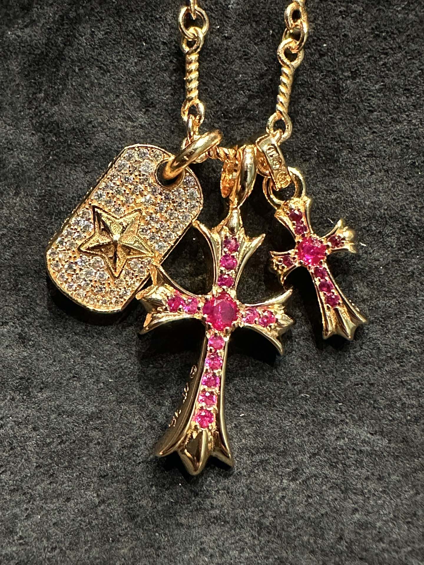 Custom Gold-Plated Diamond Setting, Necklace Pendant