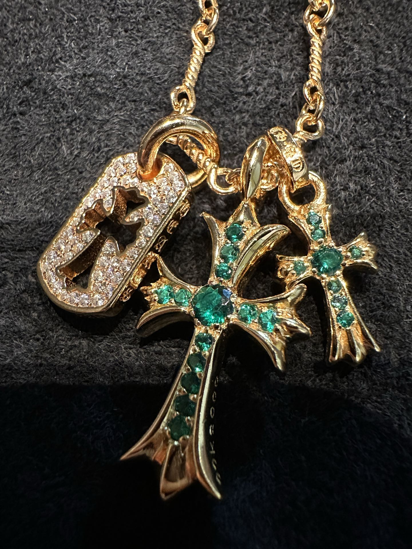 Custom Gold-Plated Diamond Setting, Necklace Pendant