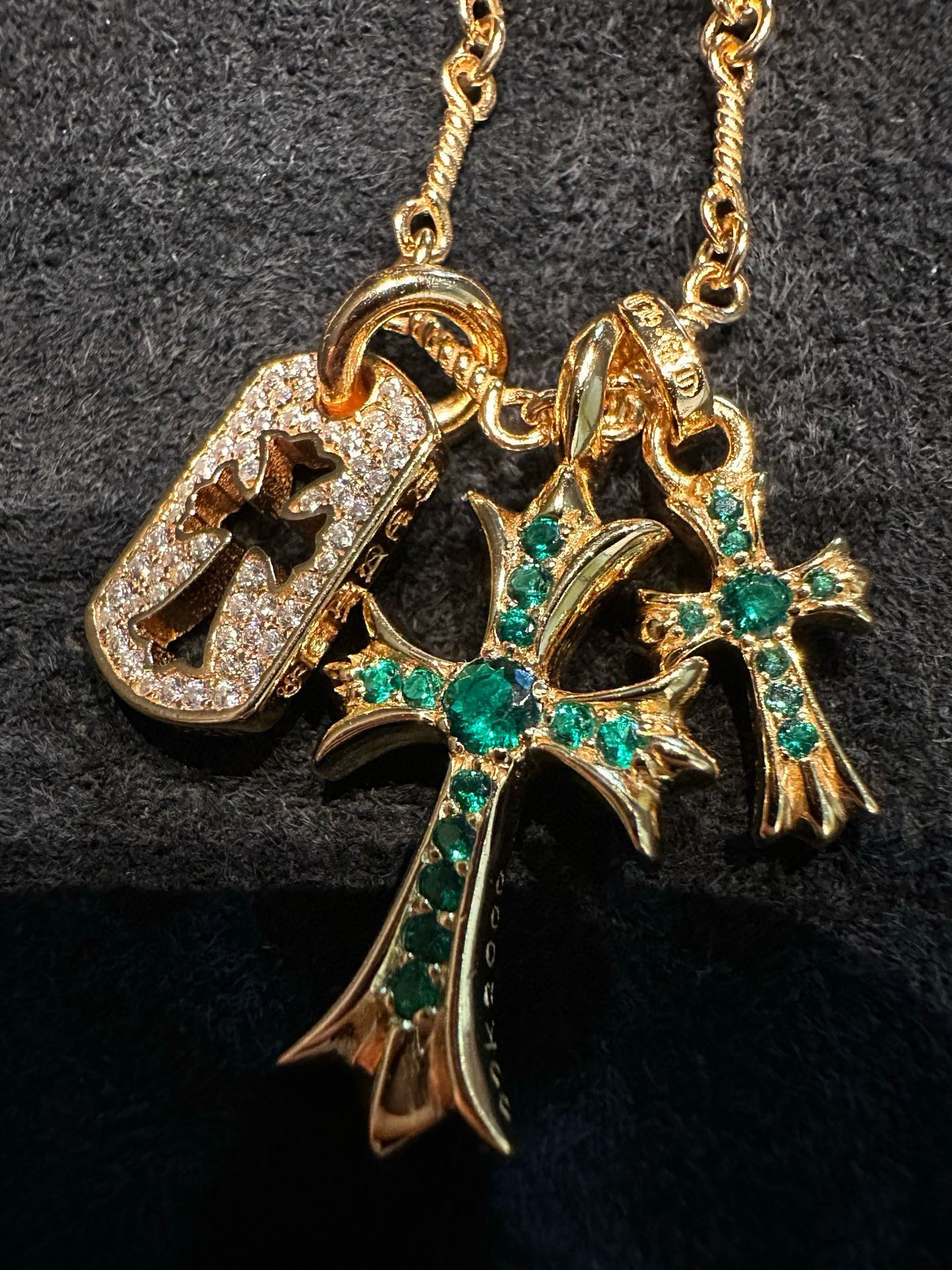 Custom Gold-Plated Diamond Setting, Necklace Pendant