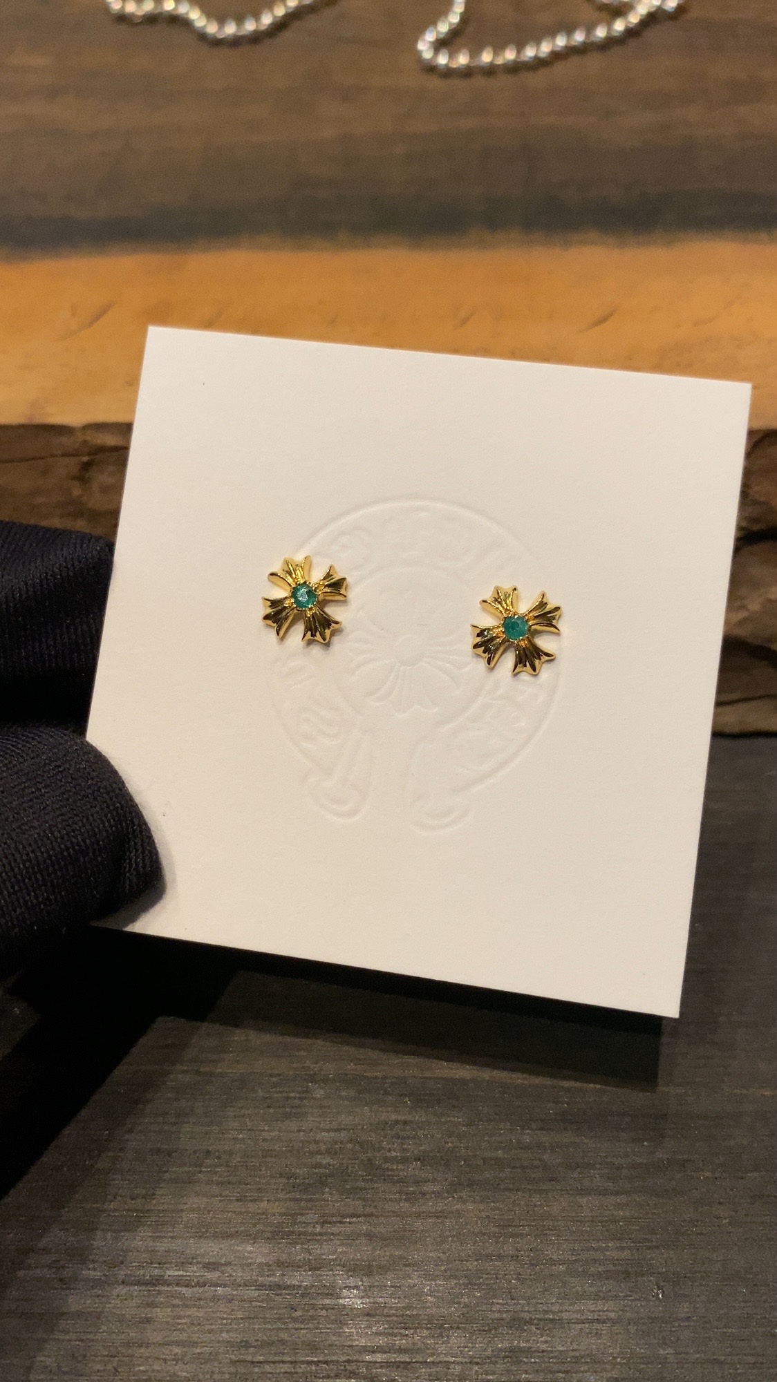 Earrings, gold-plated with custom diamond setting, 22k real gold customization