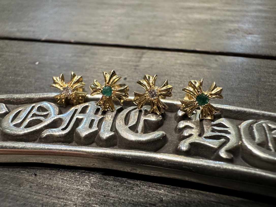 Earrings, gold-plated with custom diamond setting, 22k real gold customization
