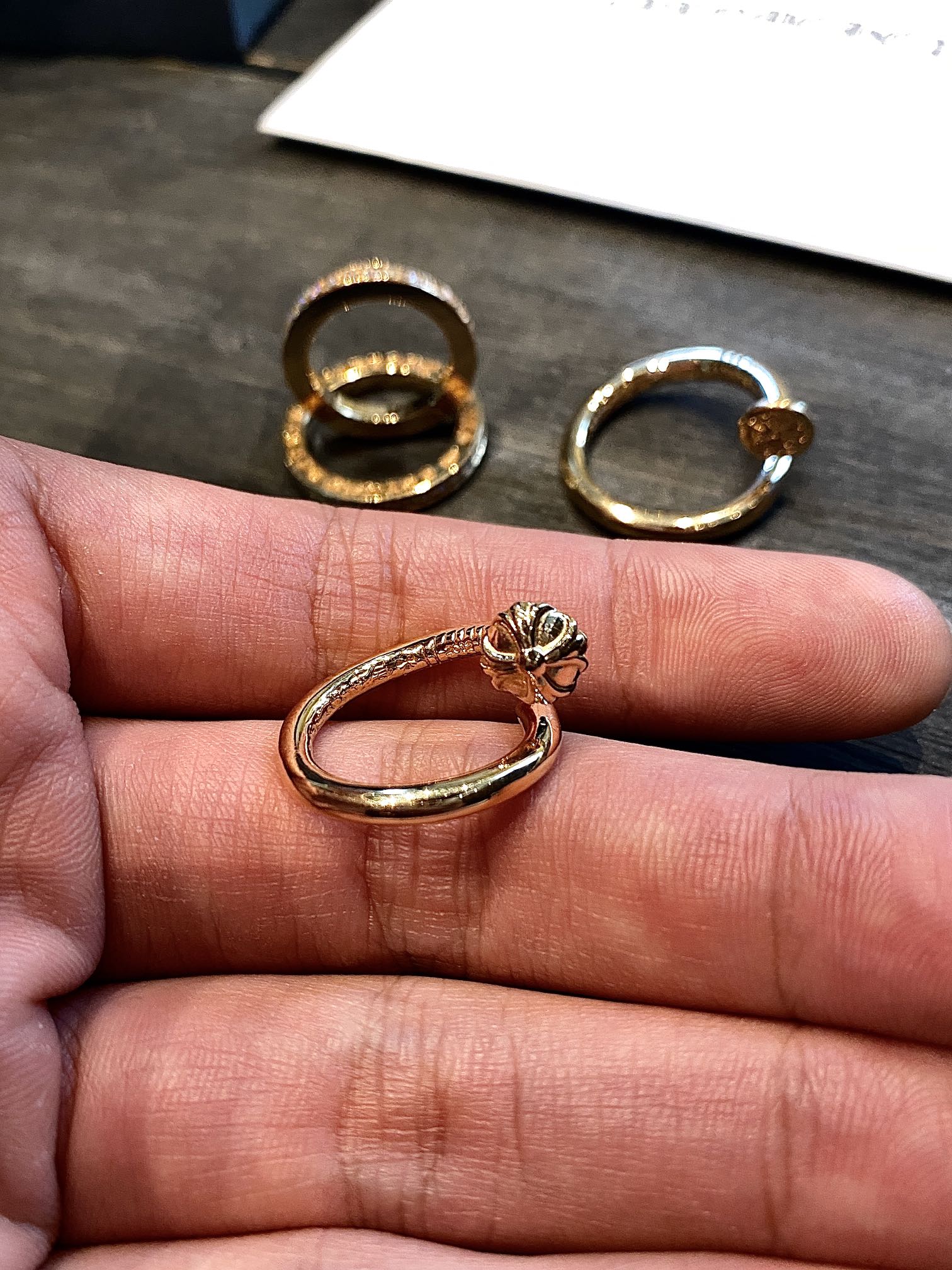 Ring, Custom Gold-Plated Diamond Setting