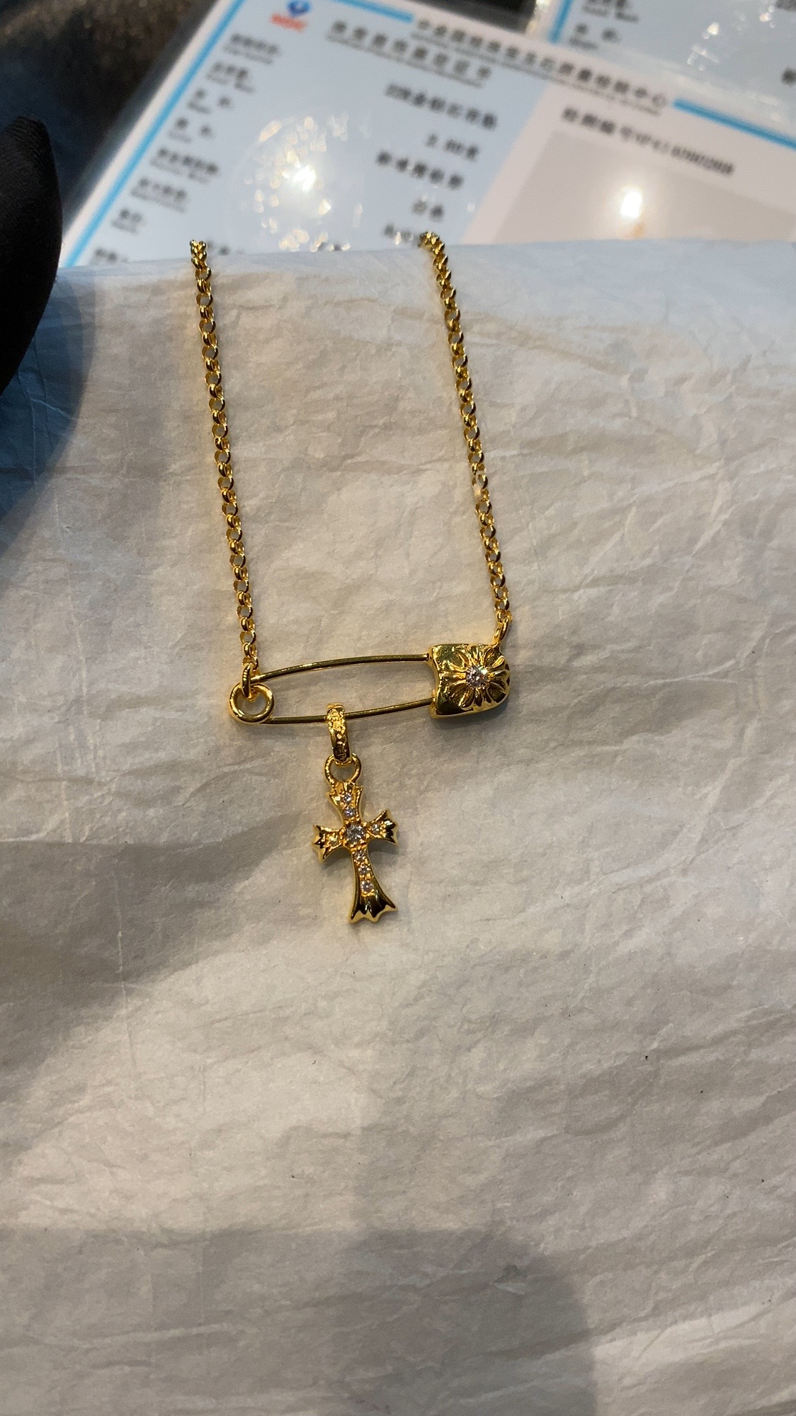 Gold-plated diamond-set customization, 22k real gold customization, necklace pendant