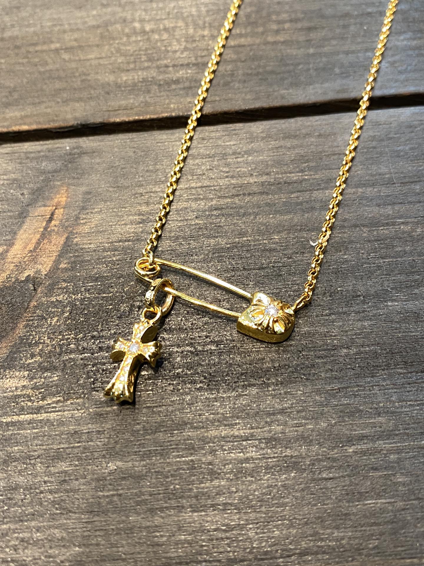 Gold-plated diamond-set customization, 22k real gold customization, necklace pendant