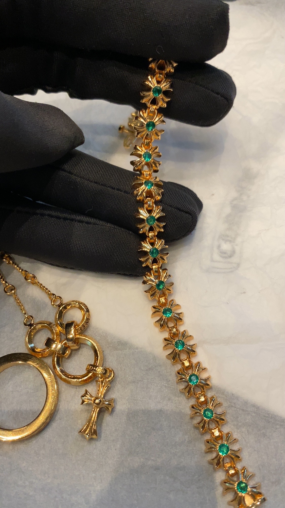 Gold-plated diamond-set customization, necklace pendant, bracelet bangle