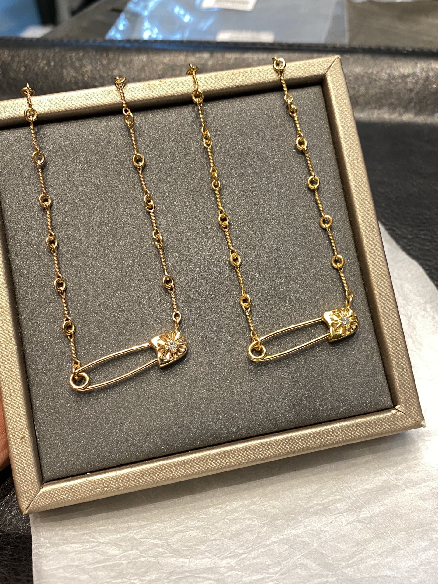 Gold-plated diamond-set customization, 22k real gold customization, necklace pendant