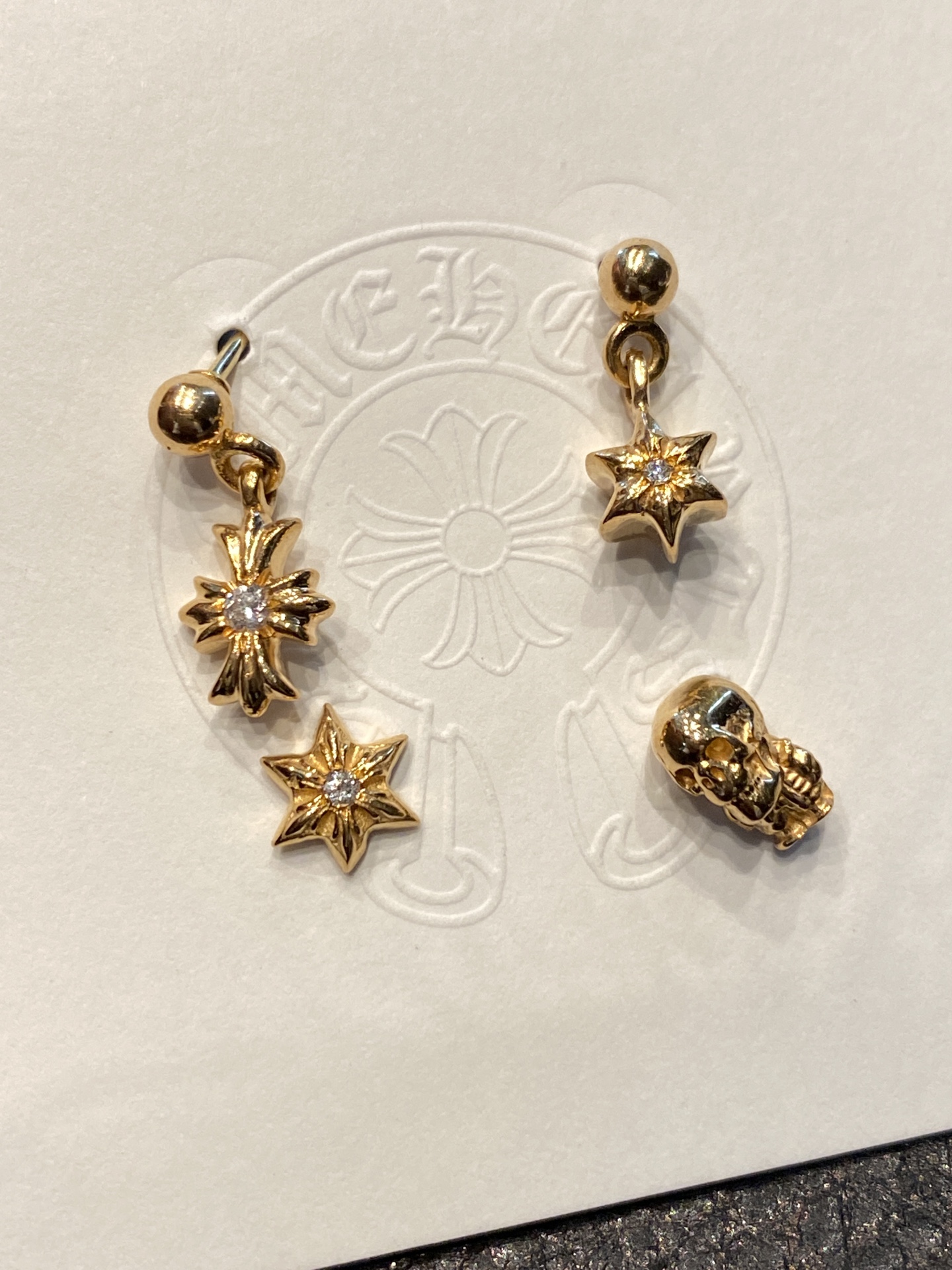 Earrings, gold-plated with custom diamond setting, 22k real gold customization