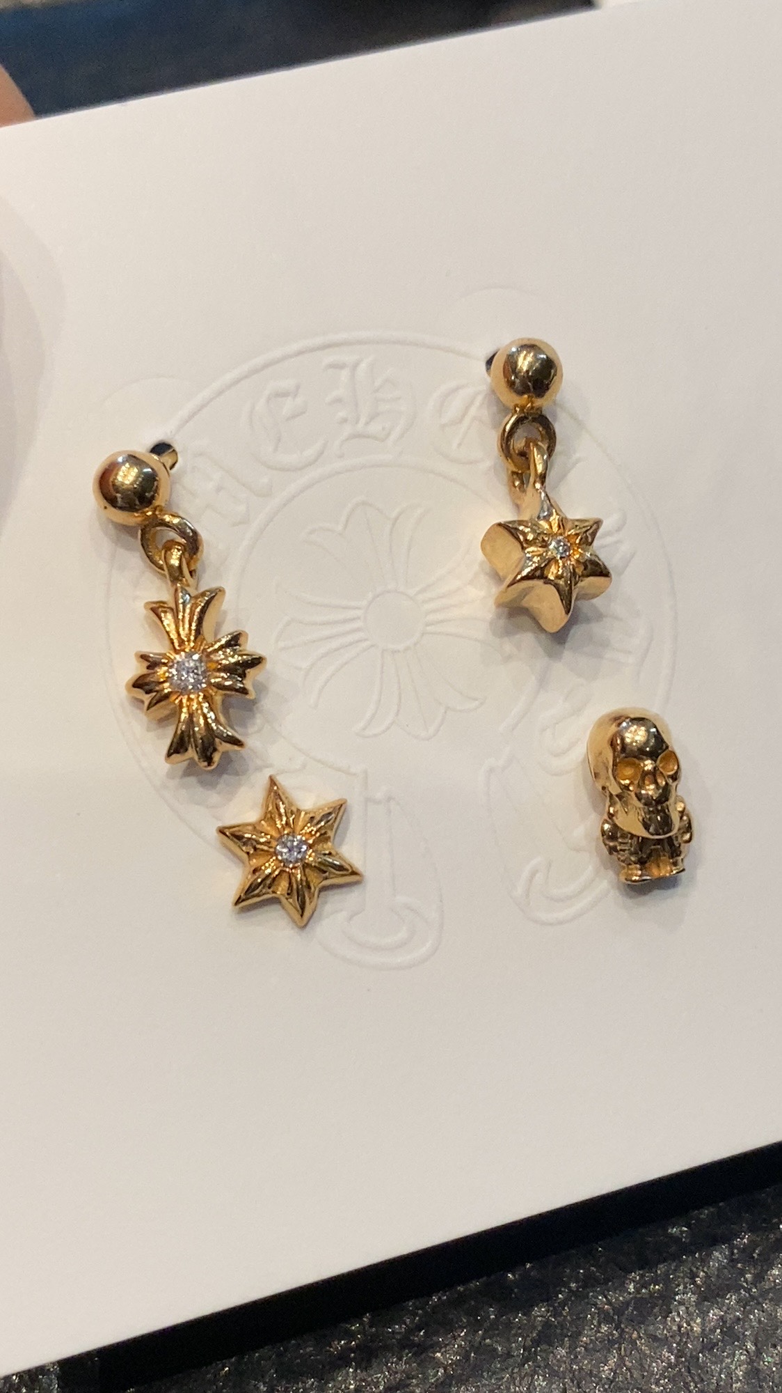 Earrings, gold-plated with custom diamond setting, 22k real gold customization