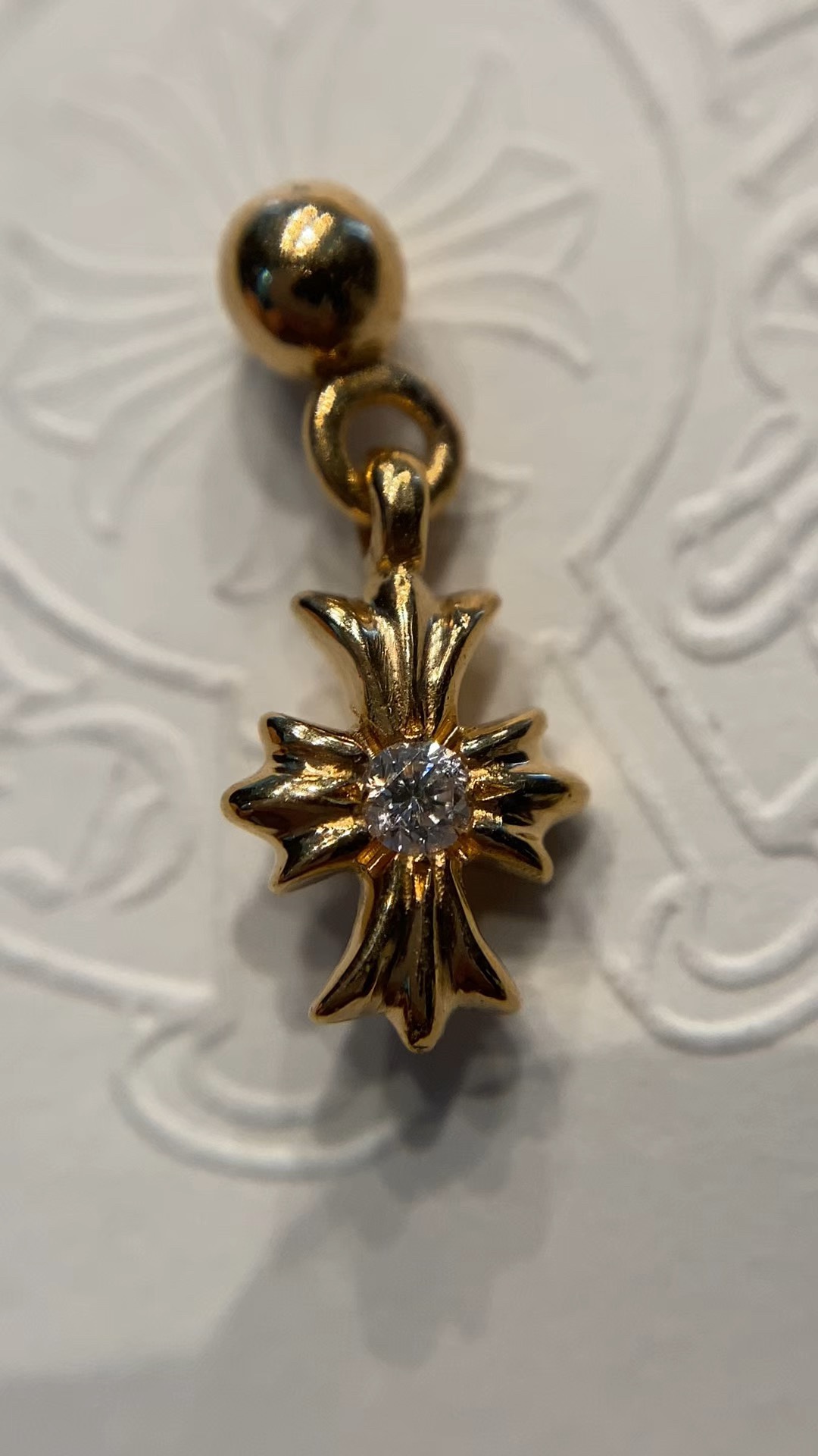 Earrings, gold-plated with custom diamond setting, 22k real gold customization