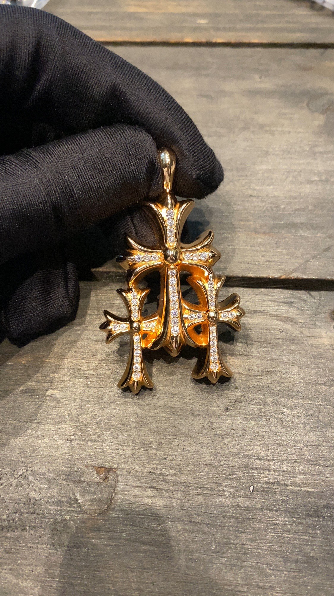 Gold-plated diamond-set customization, 22k real gold customization, necklace pendant