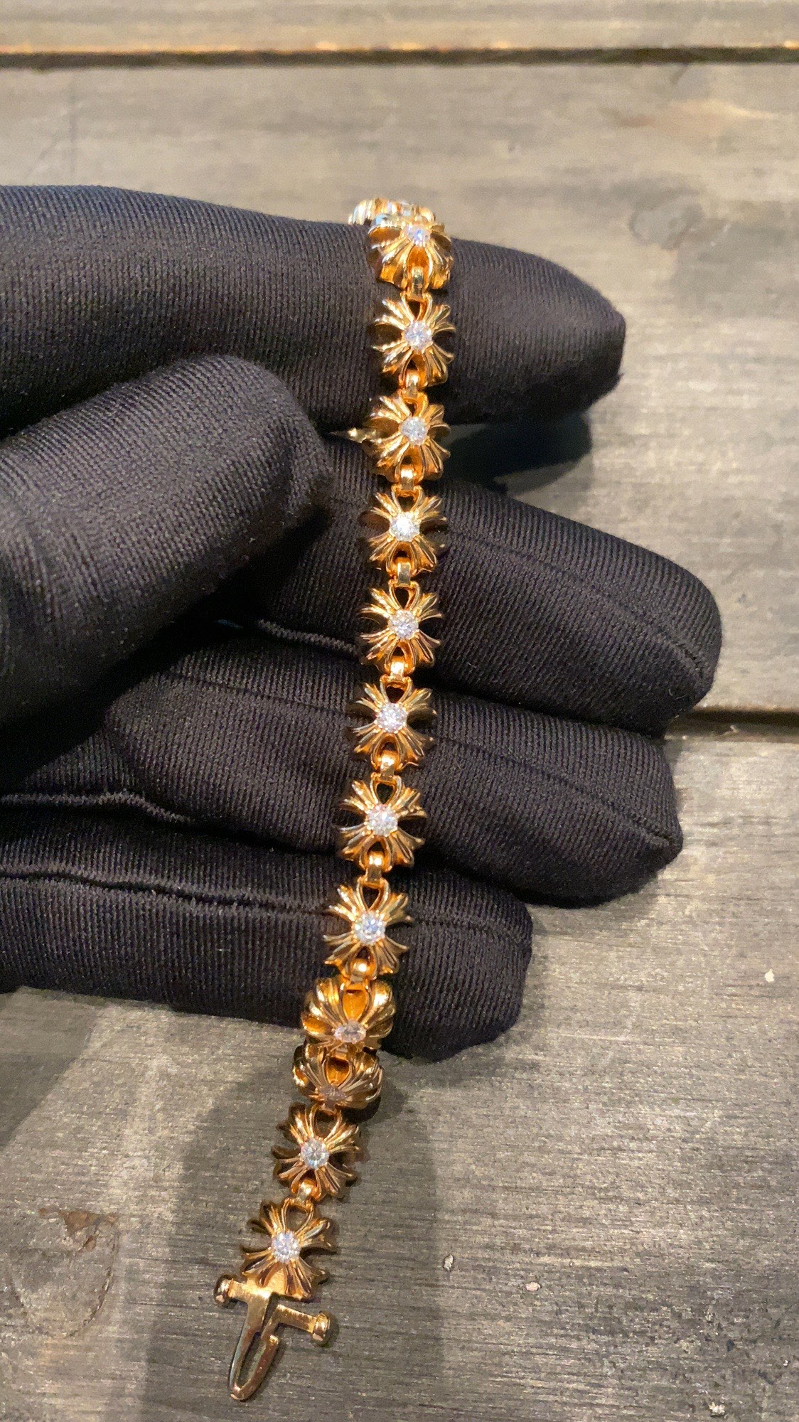 Gold-plated diamond-set custom, 22k real gold custom, bracelet & bangle