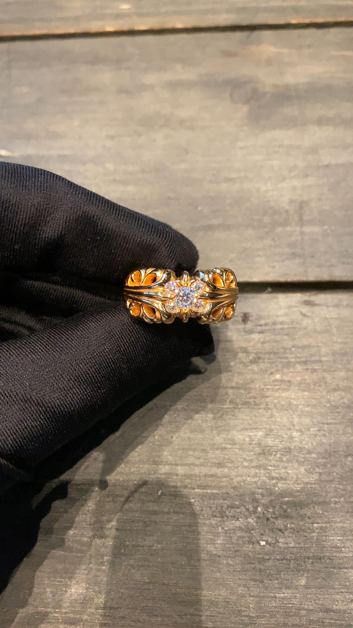 Ring, Gold-Plated Diamond Custom, Custom 22k Solid Gold