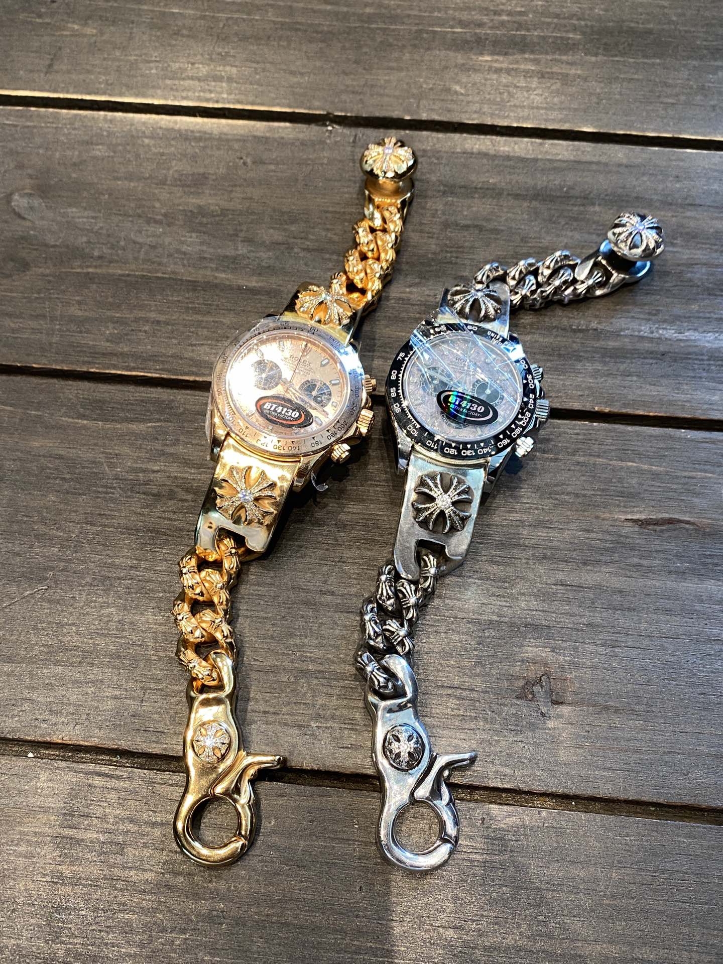 Watch modification, Gold-plated diamond-set custom, 925 silver diamond custom