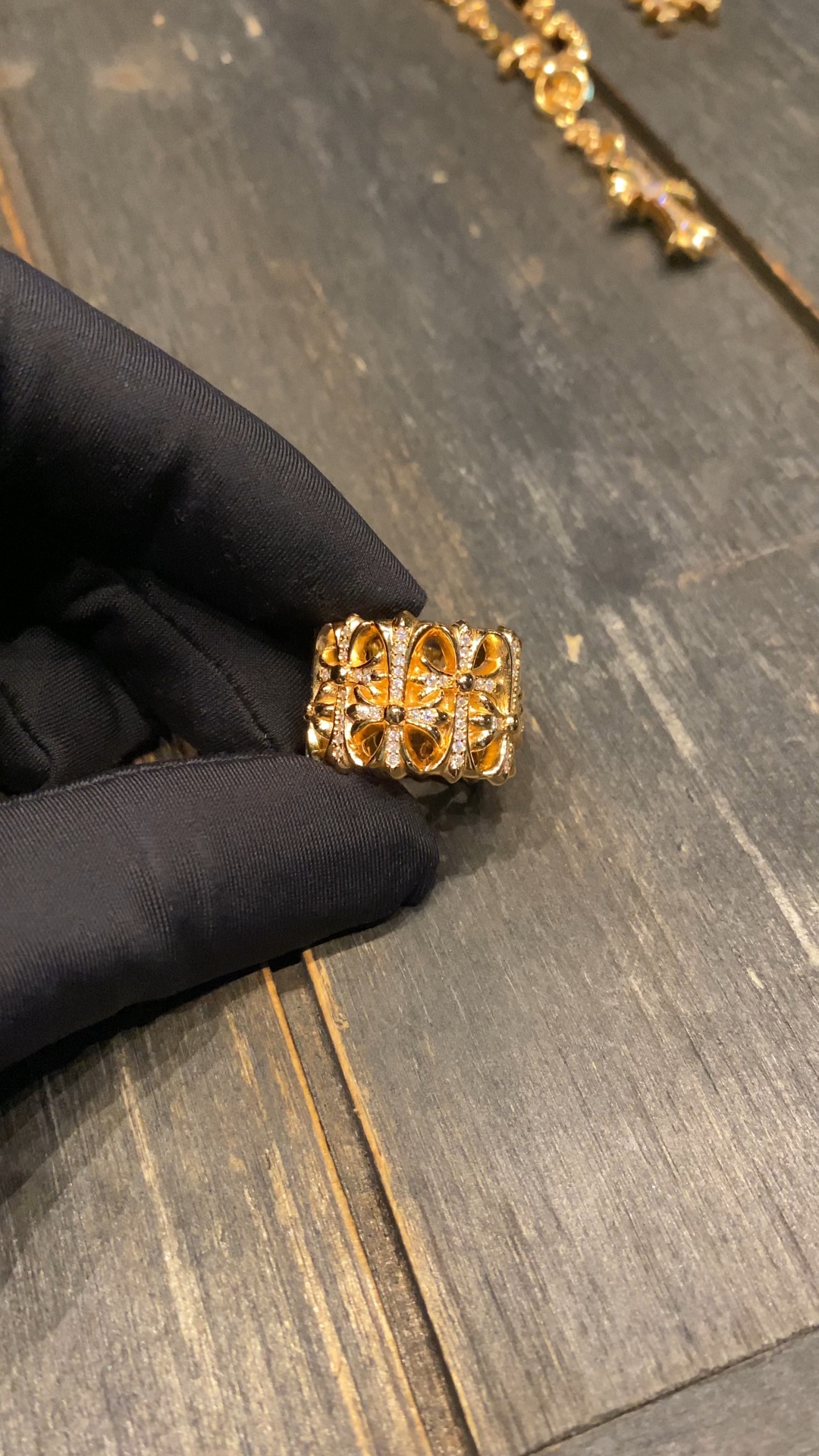 Ring, Custom Gold-Plated Diamond Setting