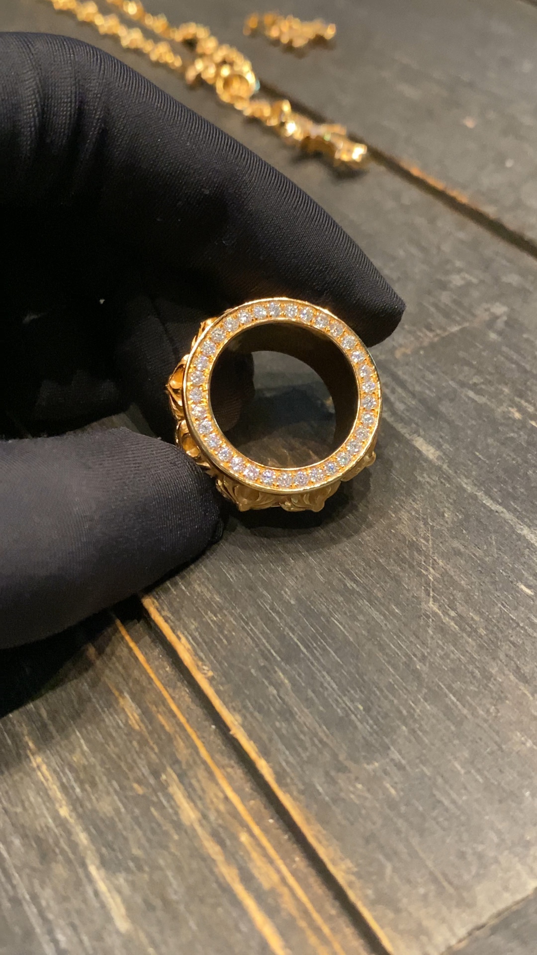 Ring, Custom Gold-Plated Diamond Setting