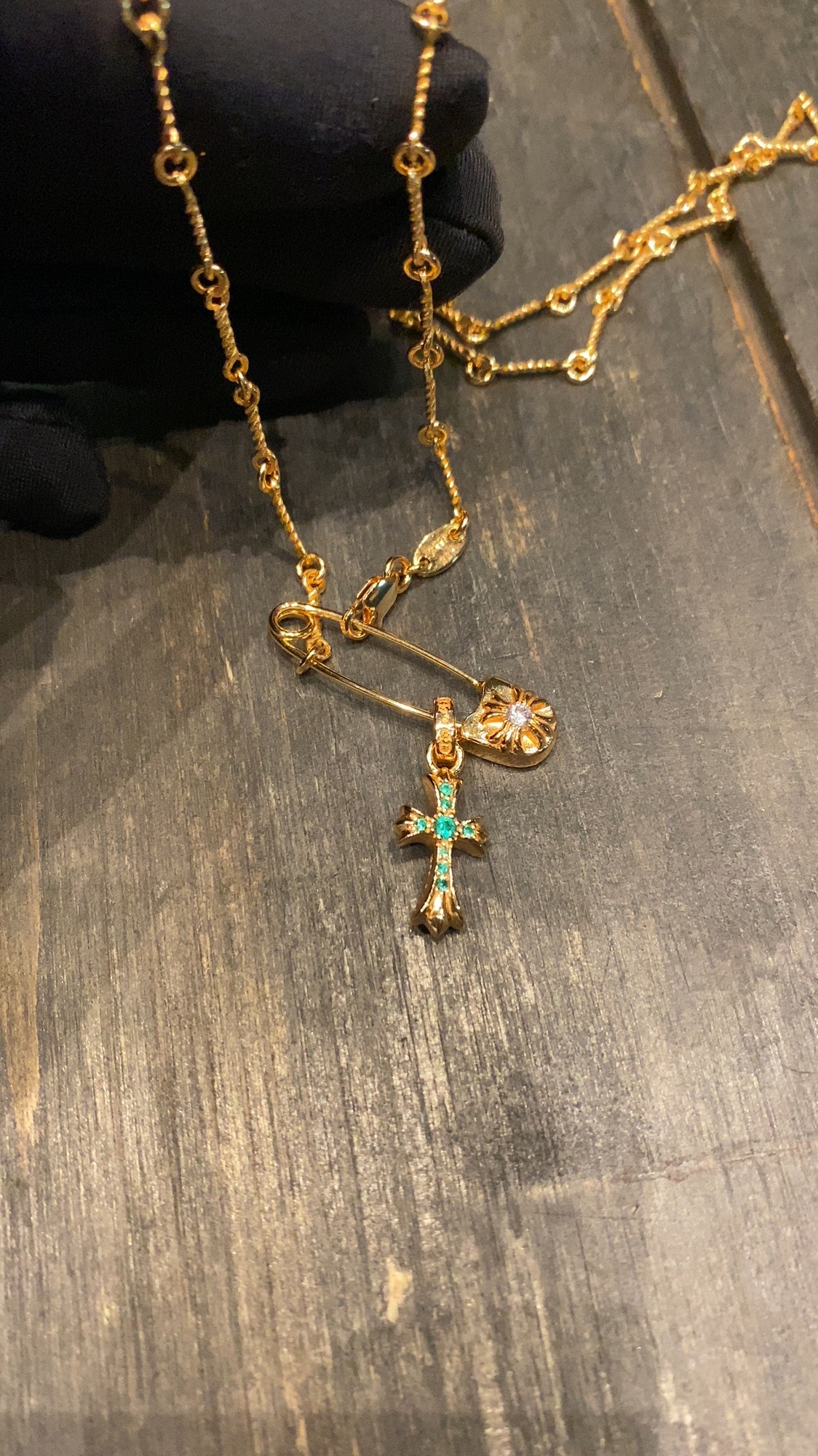 Custom Gold-Plated Diamond Setting, Necklace Pendant