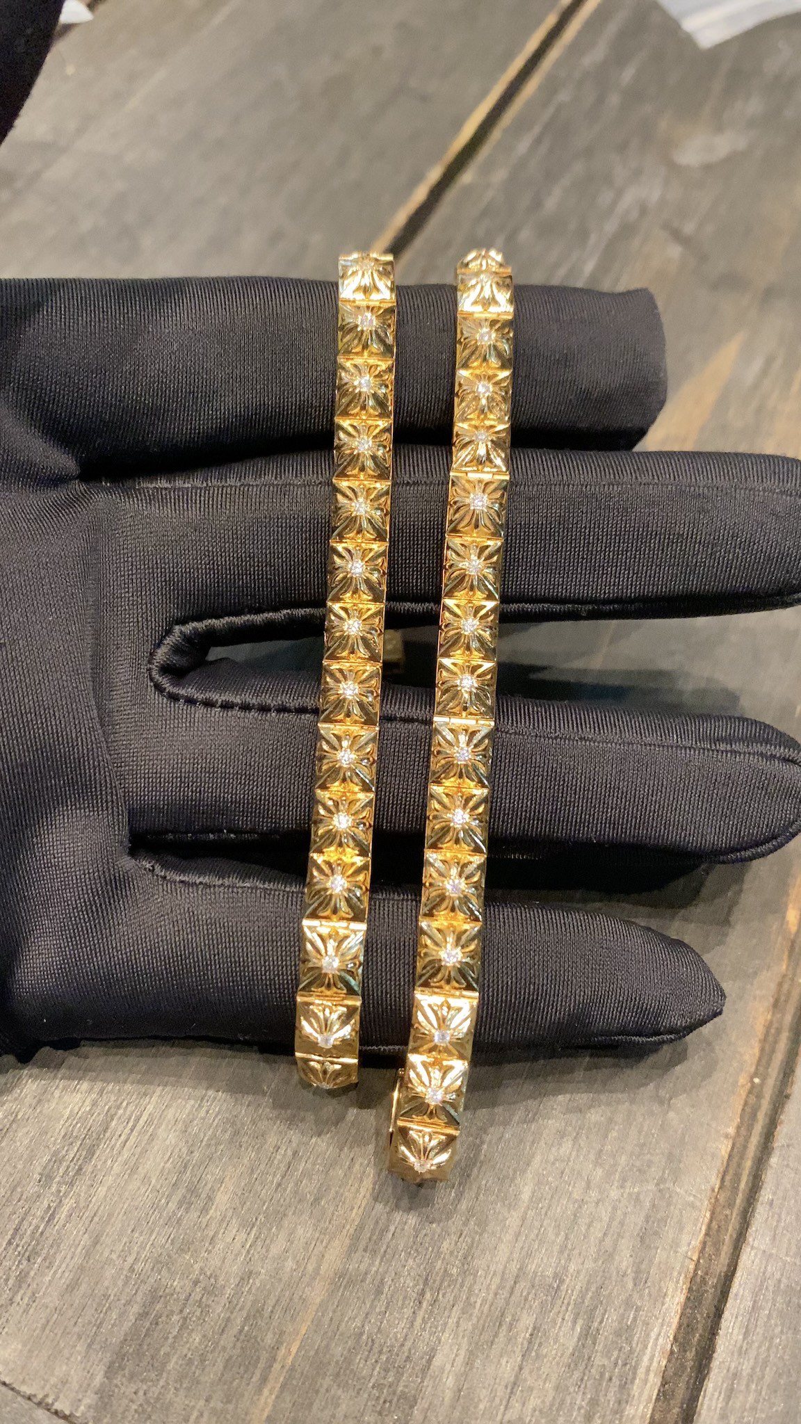 Custom Gold-Plated Diamond Setting, Bracelet Bangle
