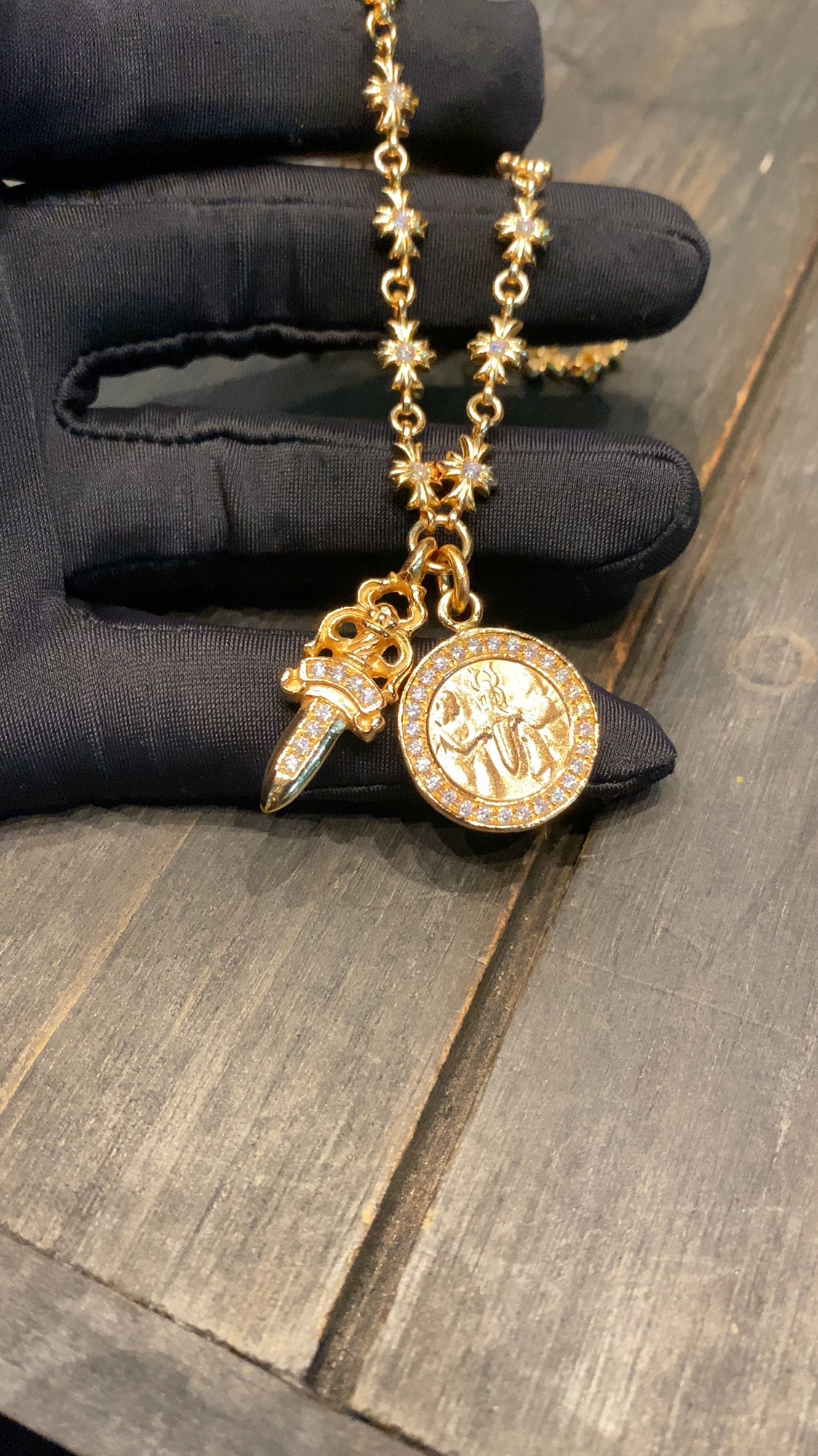 Ring, Gold-Plated Diamond Custom, Necklace & Pendant