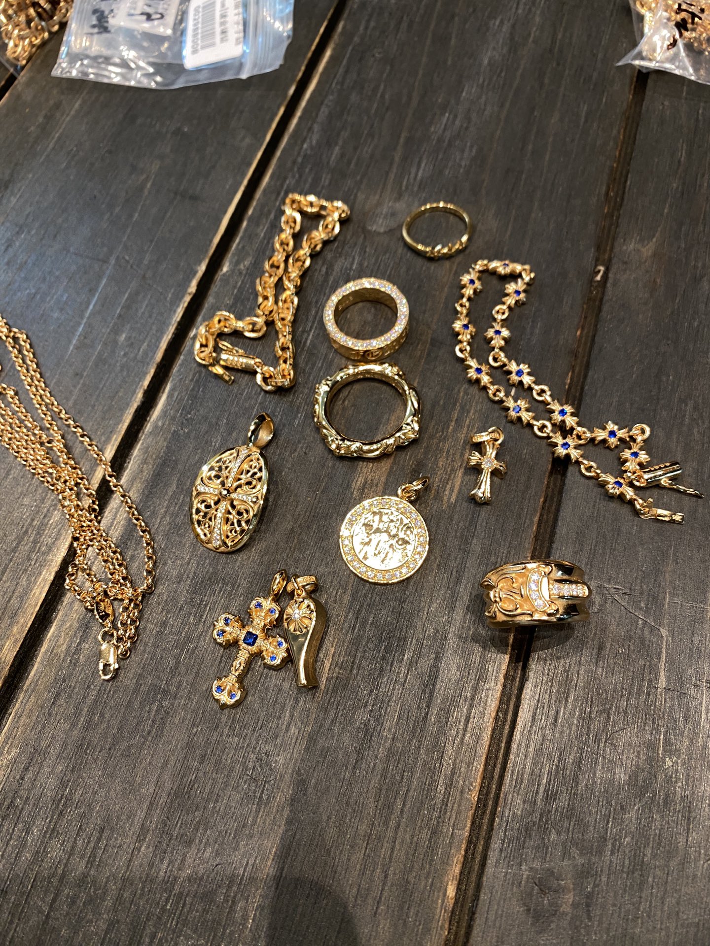Custom order real shot, gold-plated with diamond setting