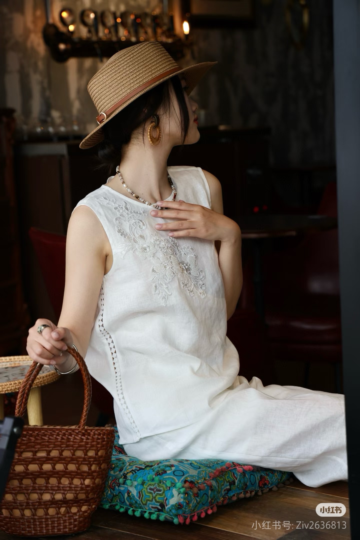 Linen Sleeveless Top & Wide Leg Pants Set - Elegant Beaded Embroidery 7 i1746172417220 6919 0 5