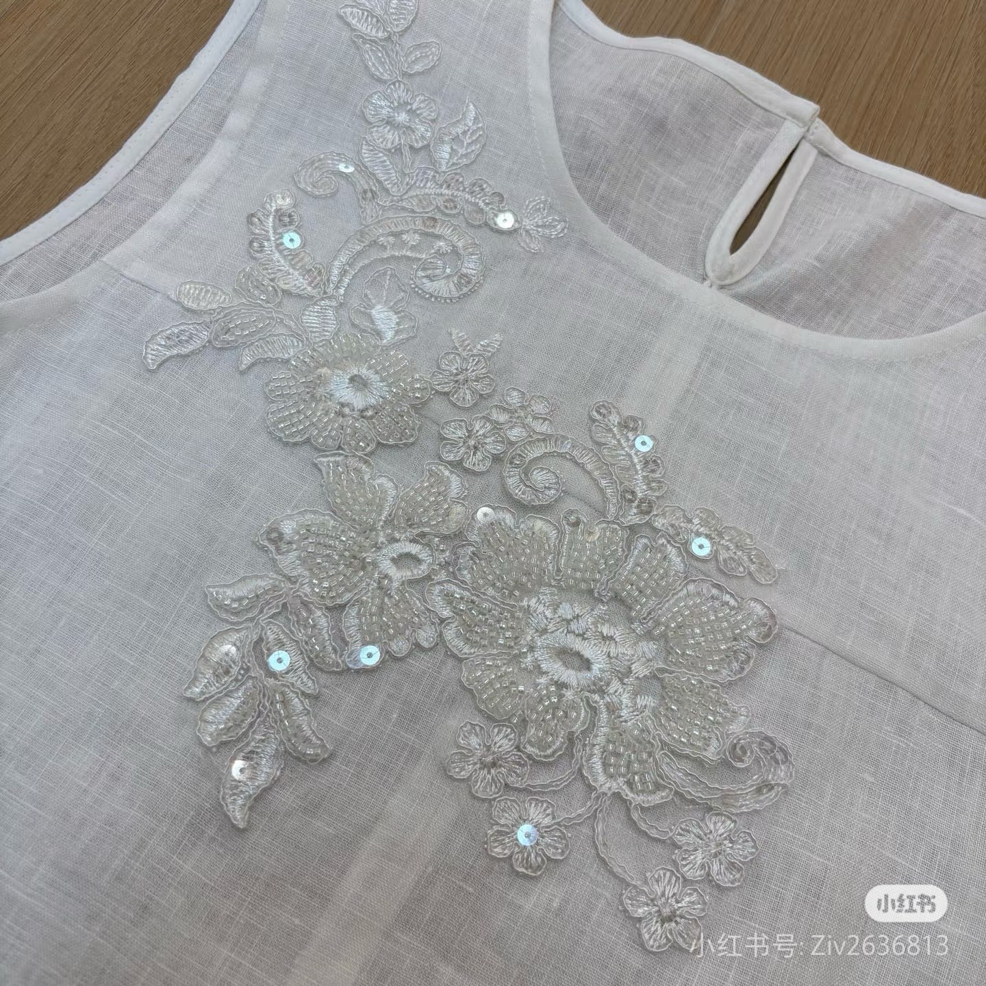 Linen Sleeveless Top & Wide Leg Pants Set - Elegant Beaded Embroidery 8 i1746172417493 3659 0 6