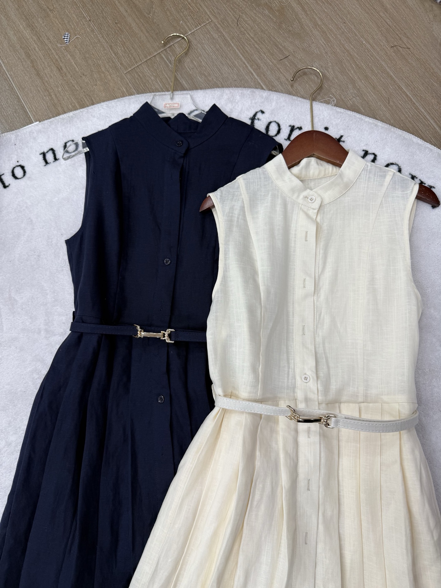 Sleeveless Linen Dress with Pleated Waist Belt - Ralph Lauren Inspired 8 i1748753770696 2252 0 6