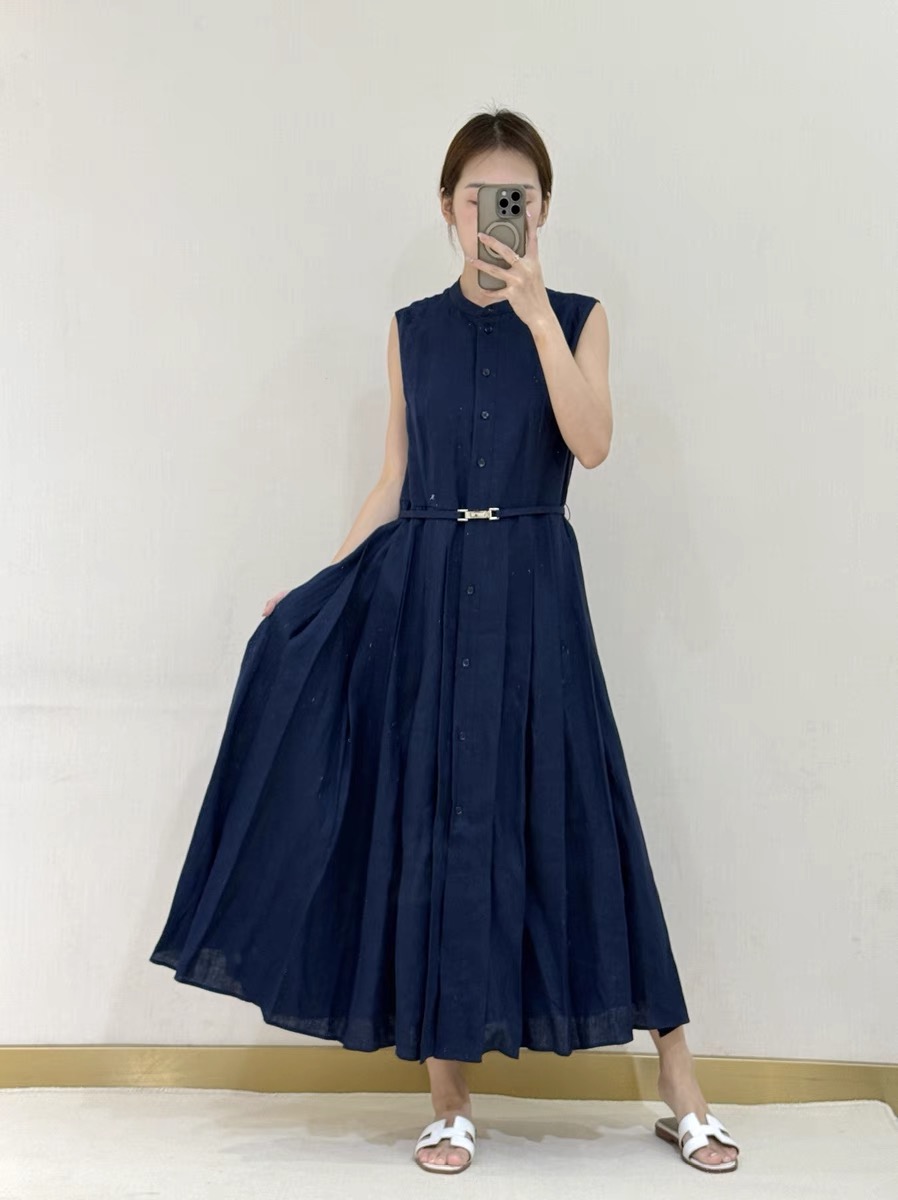 Sleeveless Linen Dress with Pleated Waist Belt - Ralph Lauren Inspired 2 i1748753771195 5840 0 0