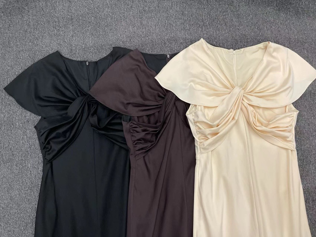 Elegant Pleated Knot Midi Dress - Chic Short Sleeve, Fitted Waist Design 6 i1749103510779 8499 0 4