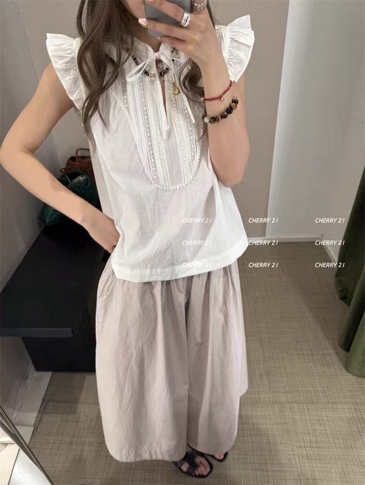 Skall Studio Lace Embroidery Viola Ruffle Shirt Vest - Danish Style 2 i1749103747577 4474 0 0