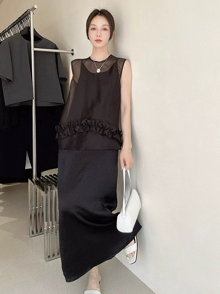 Elegant Silk Organza and Acetate Slip Dress Set - French Style, Ruffle Detail 3 i1749793807093 3813 0 1