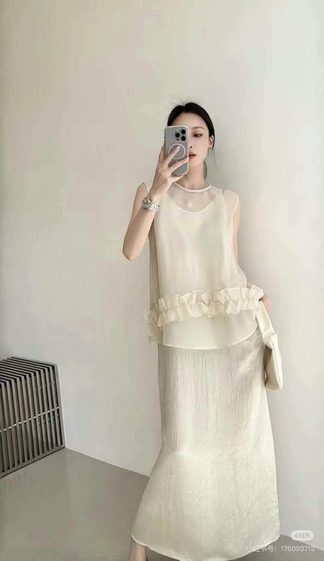 Elegant Silk Organza and Acetate Slip Dress Set - French Style, Ruffle Detail 4 i1749793808747 4563 0 2